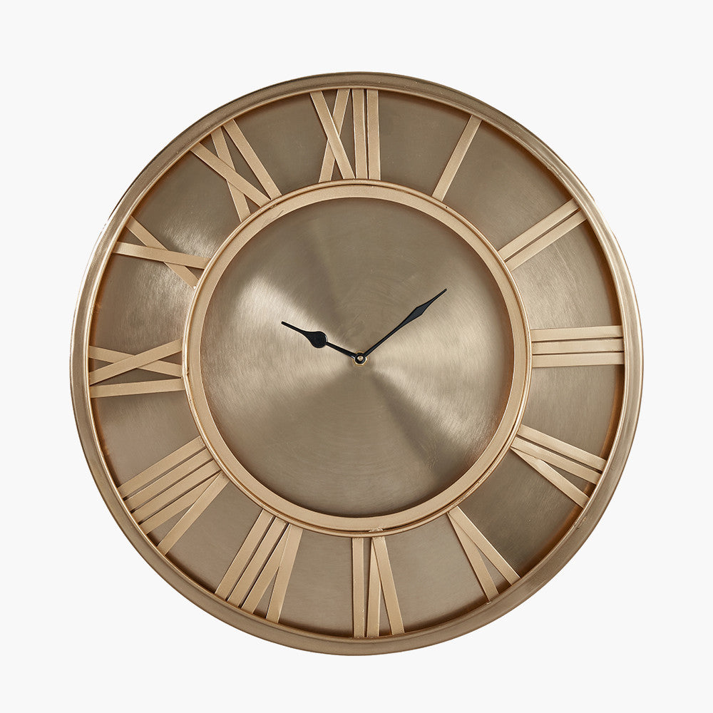 Round Wall Clock - Antique Brass Finish