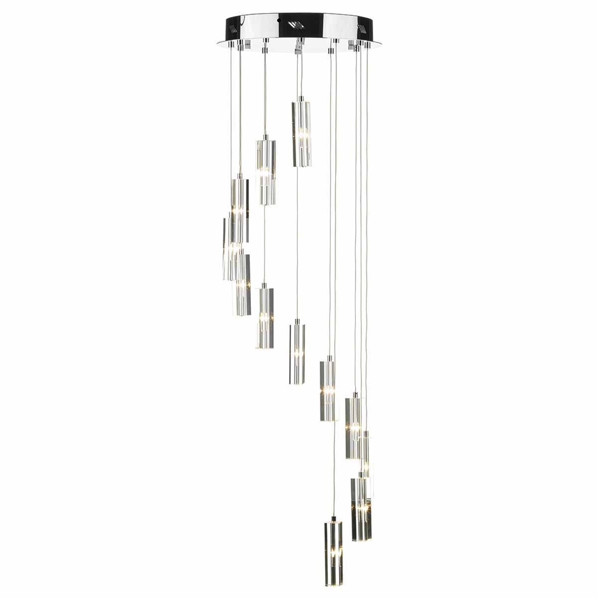 Galileo 12/20 Light Cluster Pendant Polished Chrome Crystal LED