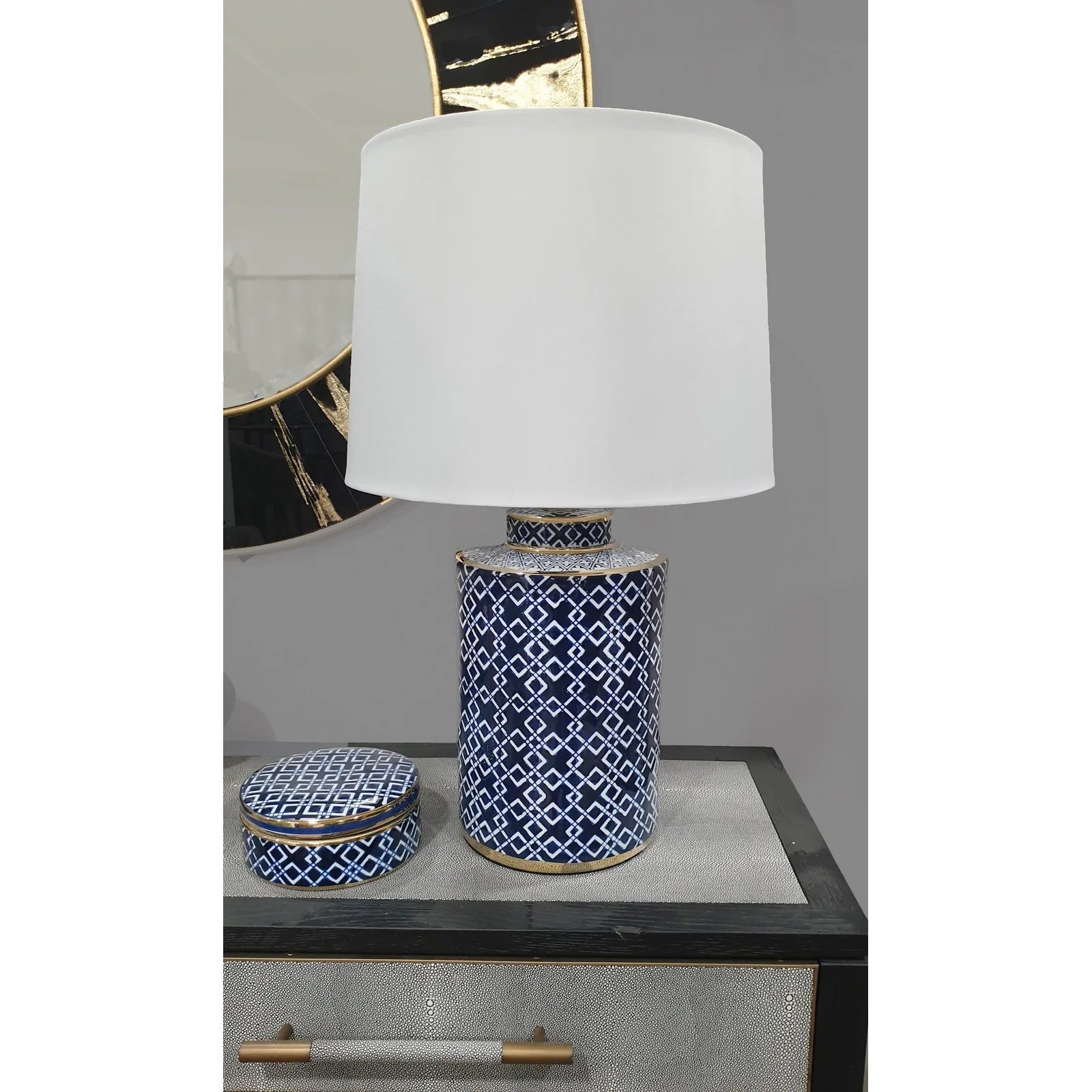 Marseille Lamp - Geometric Blue and White Finish