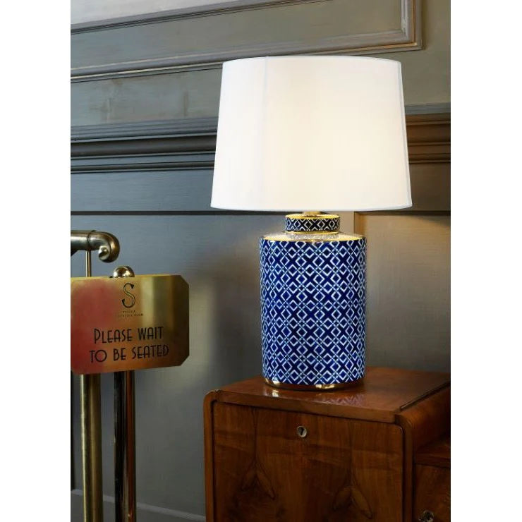 Marseille Lamp - Geometric Blue and White Finish