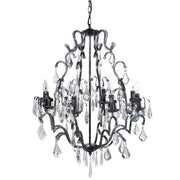 Raven Black 8Lt Chandelier with Glass Droplets