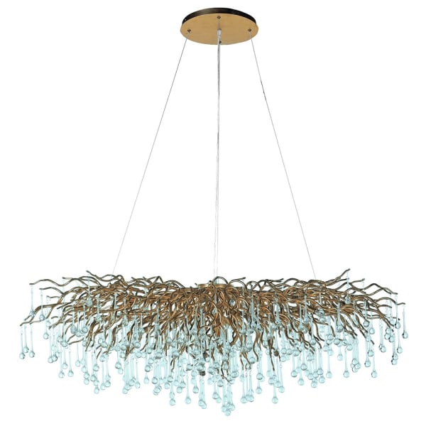 Topaz Gold Branch Chandelier with Aqua Droplets Media 1 of 1