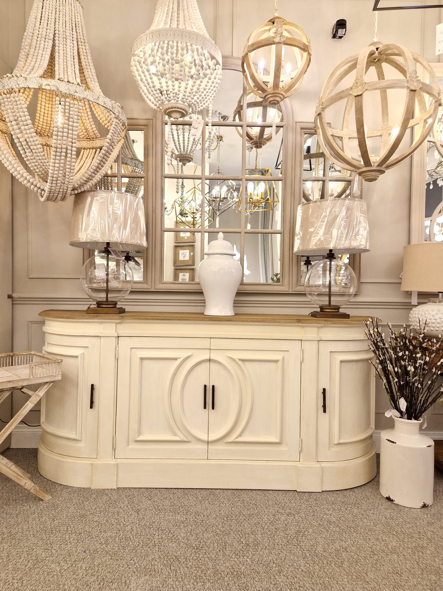 Lucille Taupe Triple Windowpane Mirror