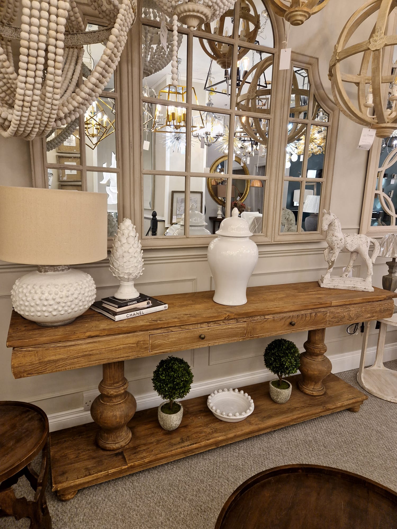 Lucille Taupe Triple Windowpane Mirror