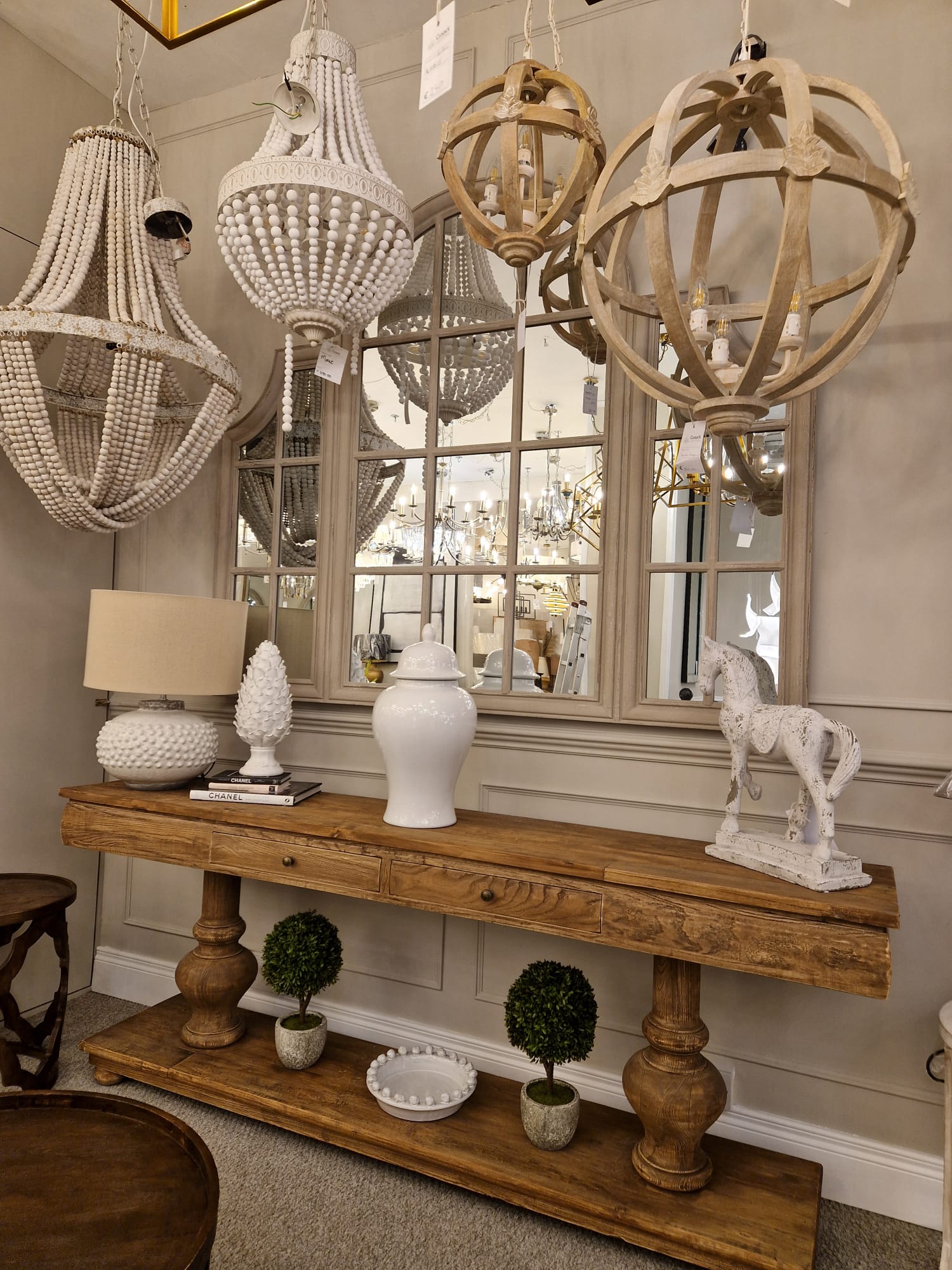 Lucille Taupe Triple Windowpane Mirror