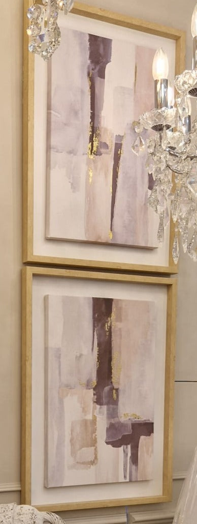 Painterly Brush Stroke Framed Canvas Pair