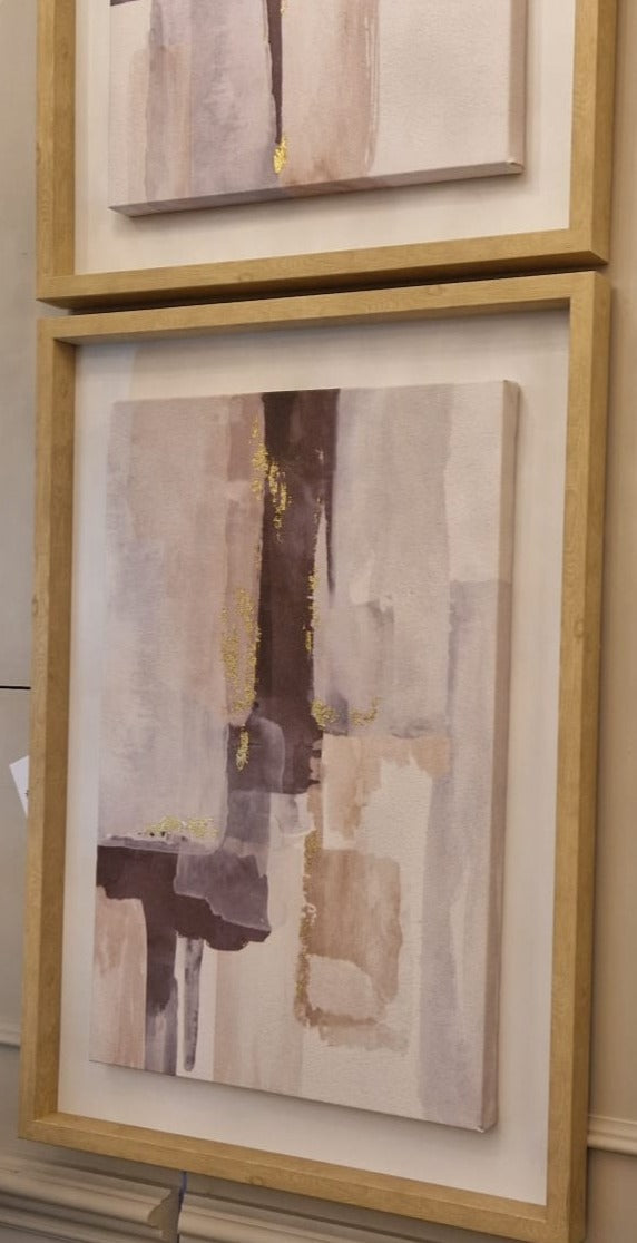 Painterly Brush Stroke Framed Canvas Pair