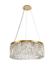 Ashby 60cm Round Pendant Chandelier, 8 Light E14, Gold/Crystal
