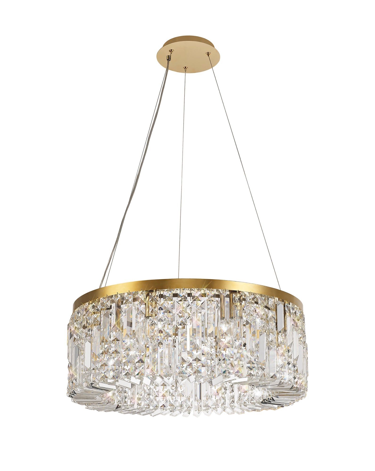 Ashby 60cm Round Pendant Chandelier, 8 Light E14, Gold/Crystal