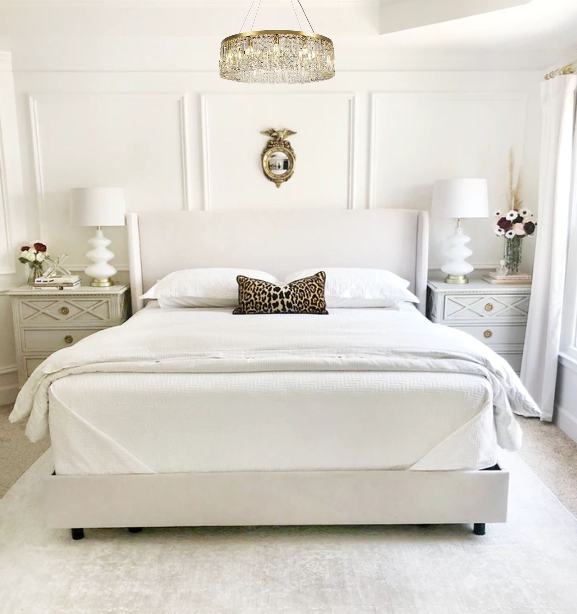 Ashby 60cm Round Pendant Chandelier, 8 Light E14, Gold/Crystal