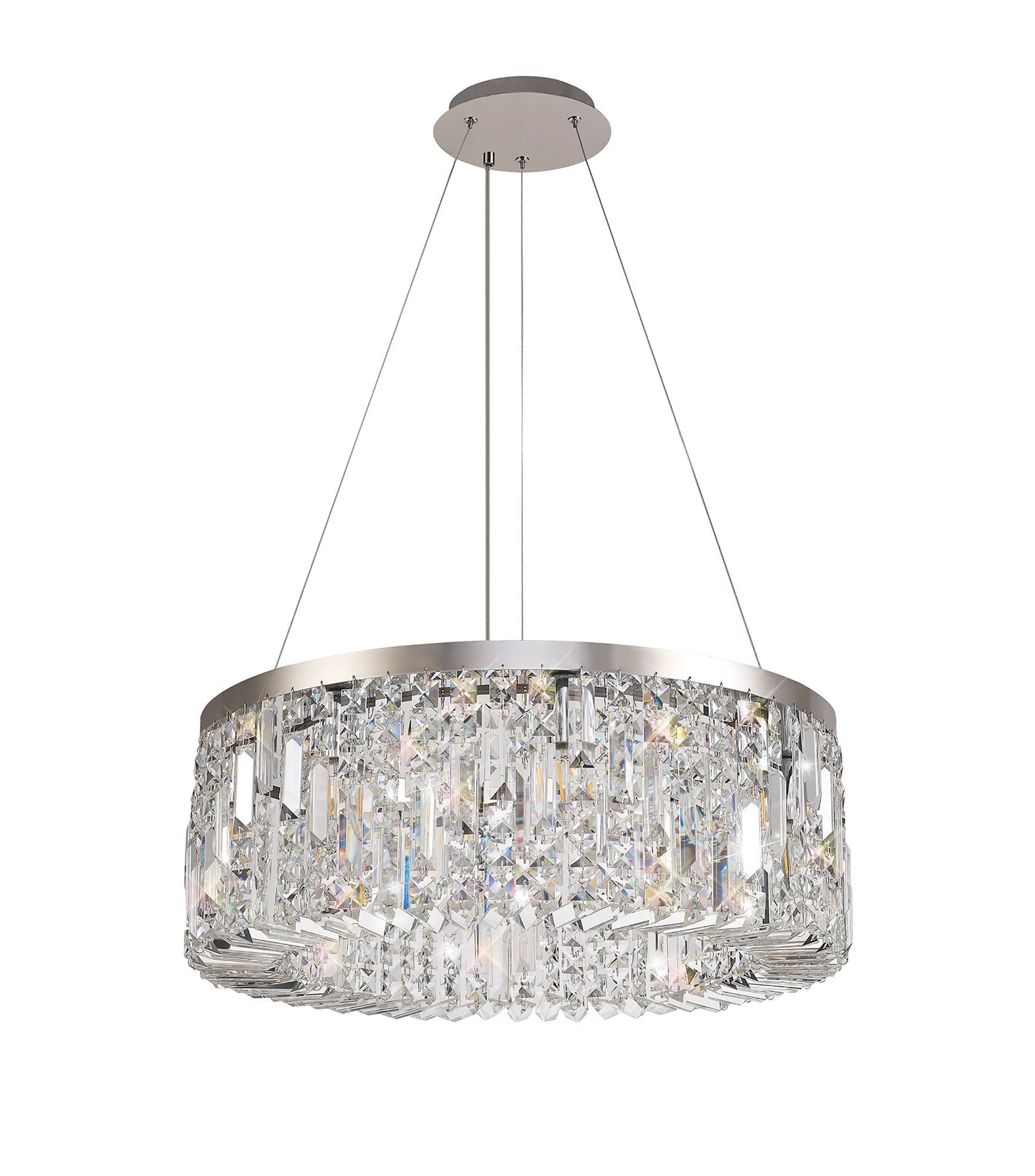 Ashby 60cm Round Pendant Chandelier, 8 Light E14, Polished Chrome/Crystal
