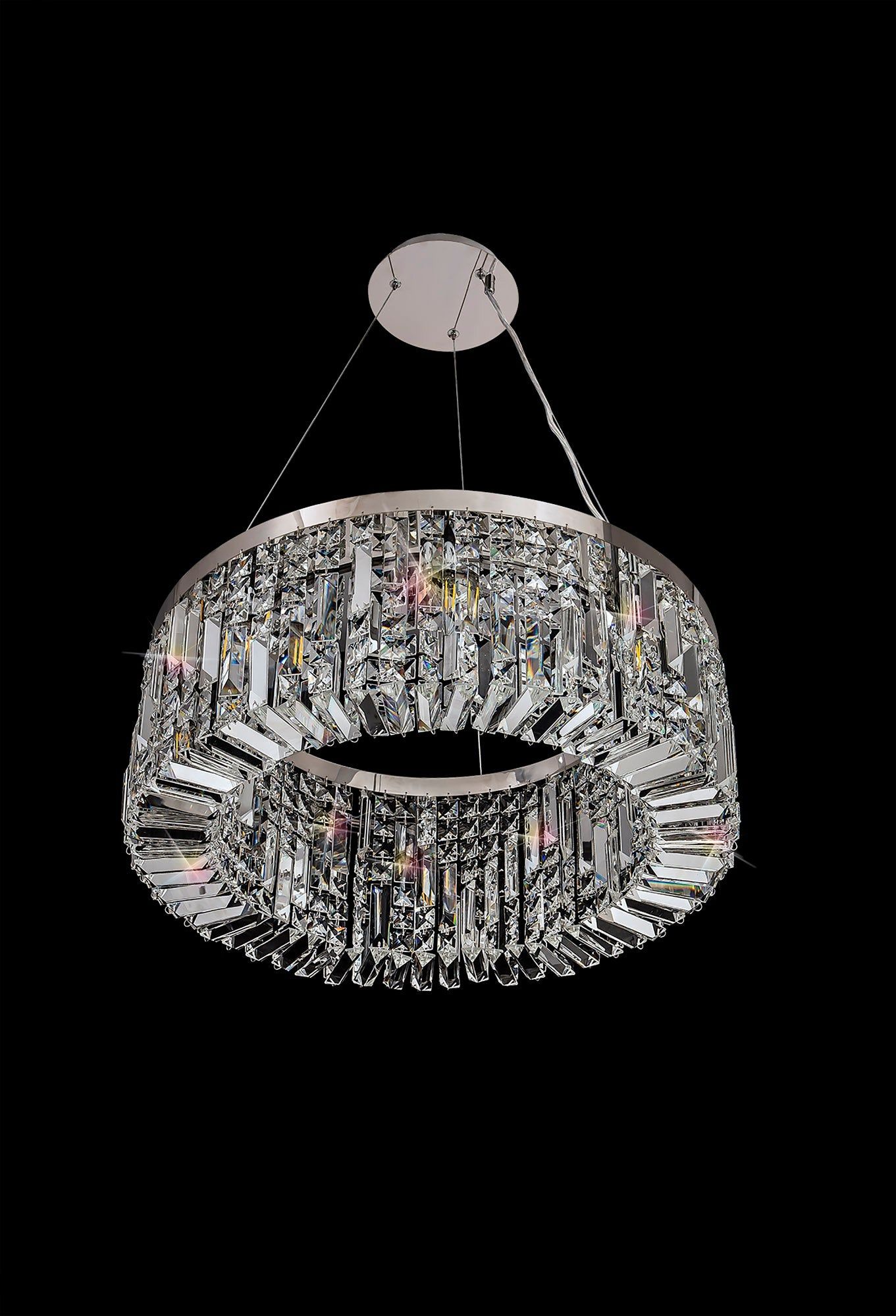 Ashby 60cm Round Pendant Chandelier, 8 Light E14, Polished Chrome/Crystal