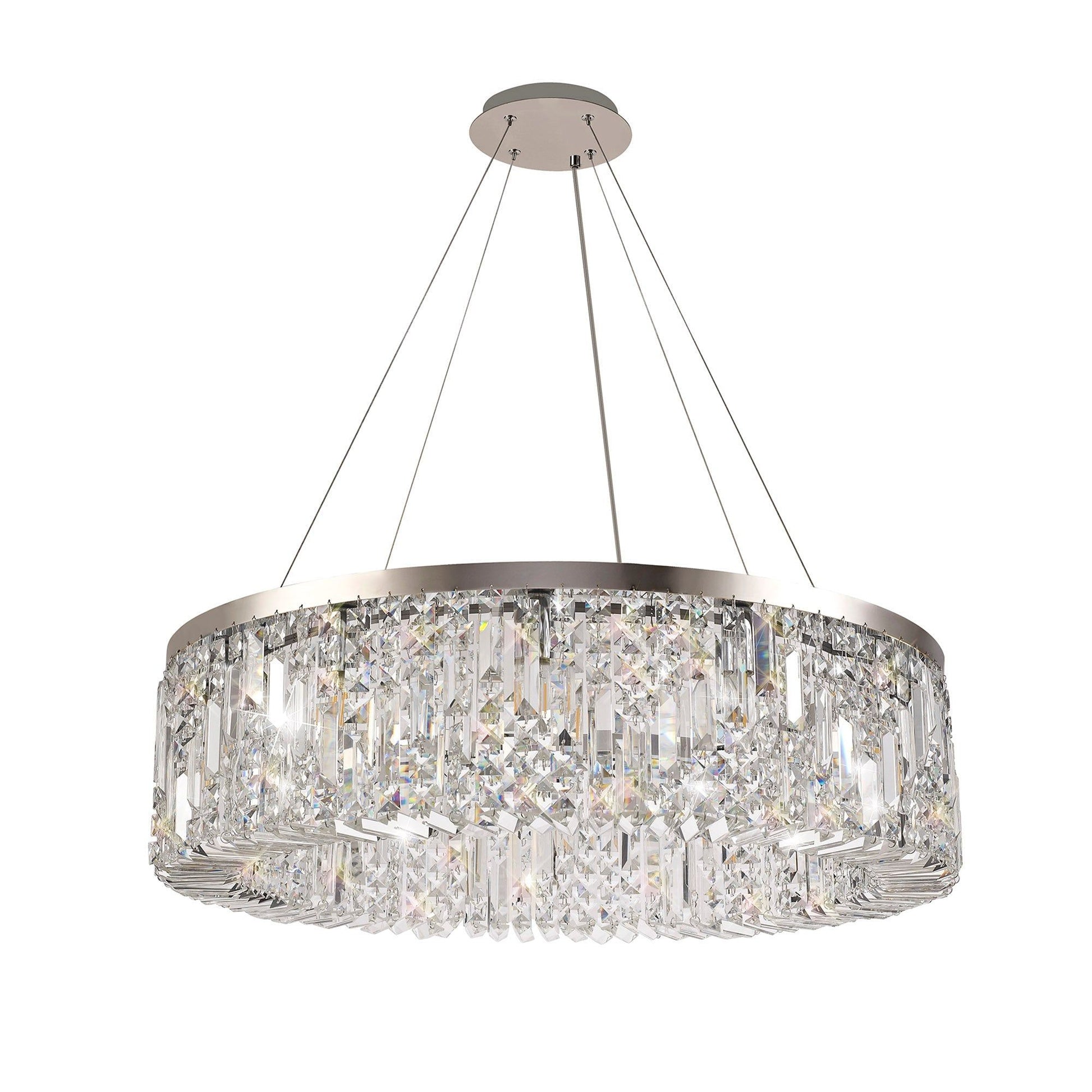 Ashby 80cm Round Pendant Chandelier, 12 Light E14, Polished Chrome/Crystal