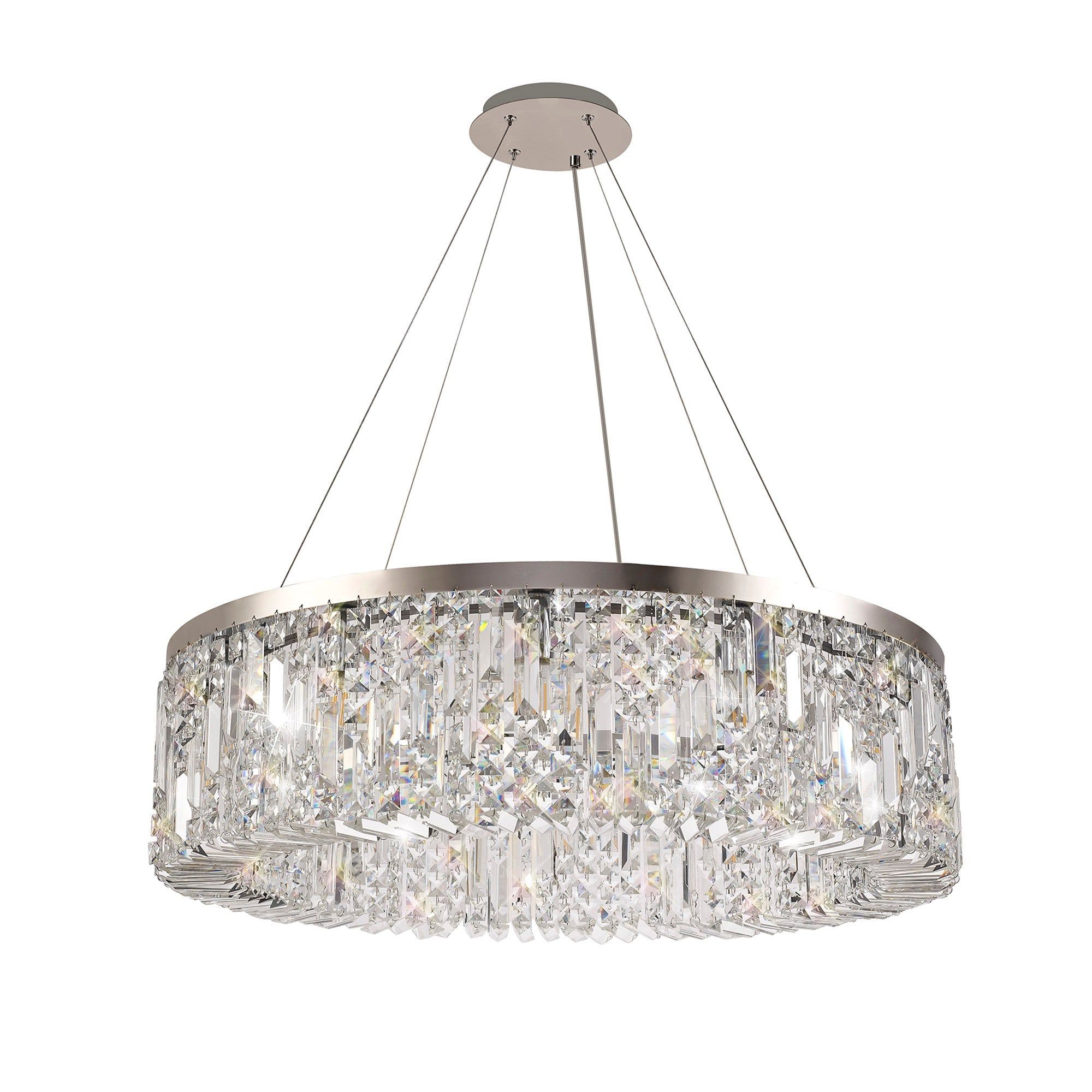 Ashby 80cm Round Pendant Chandelier, 12 Light E14, Polished Chrome/Crystal