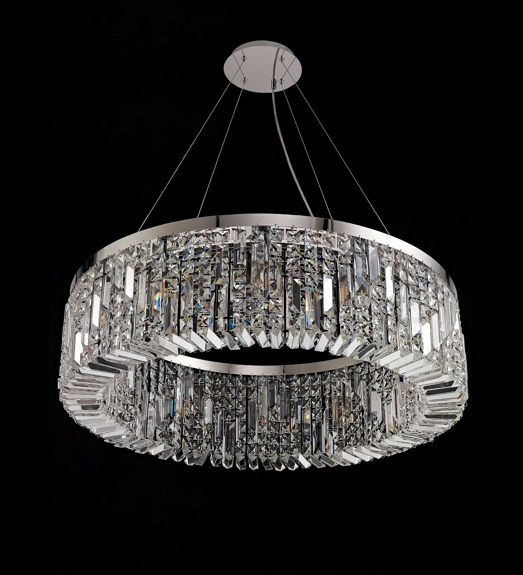 Ashby 80cm Round Pendant Chandelier, 12 Light E14, Polished Chrome/Crystal