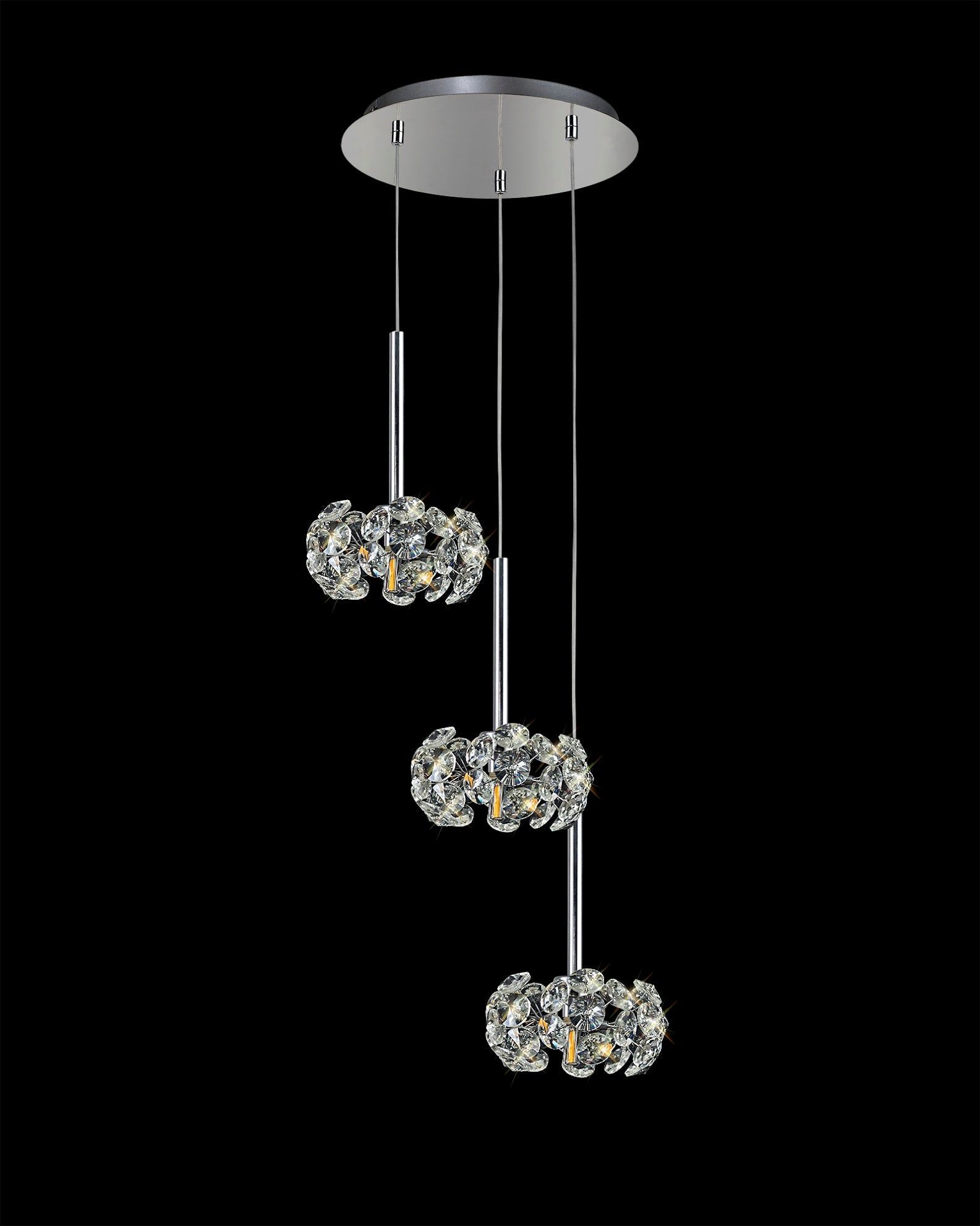 Cassis/Sophia 3 Light G9 2m Linear Pendant With Polished Chrome And Crystal Shade