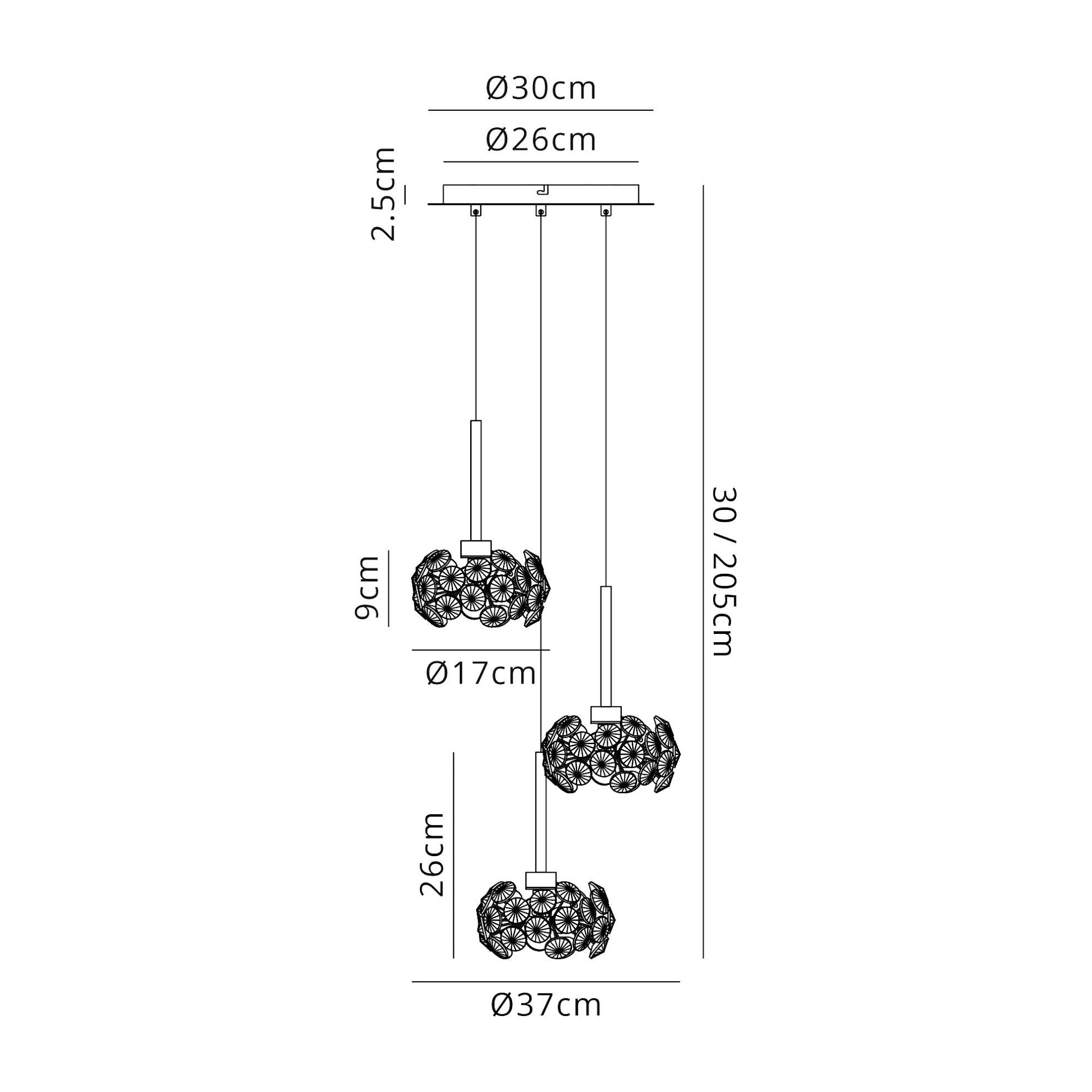 Cassis/Sophia 3 Light G9 2m Linear Pendant With Polished Chrome And Crystal Shade