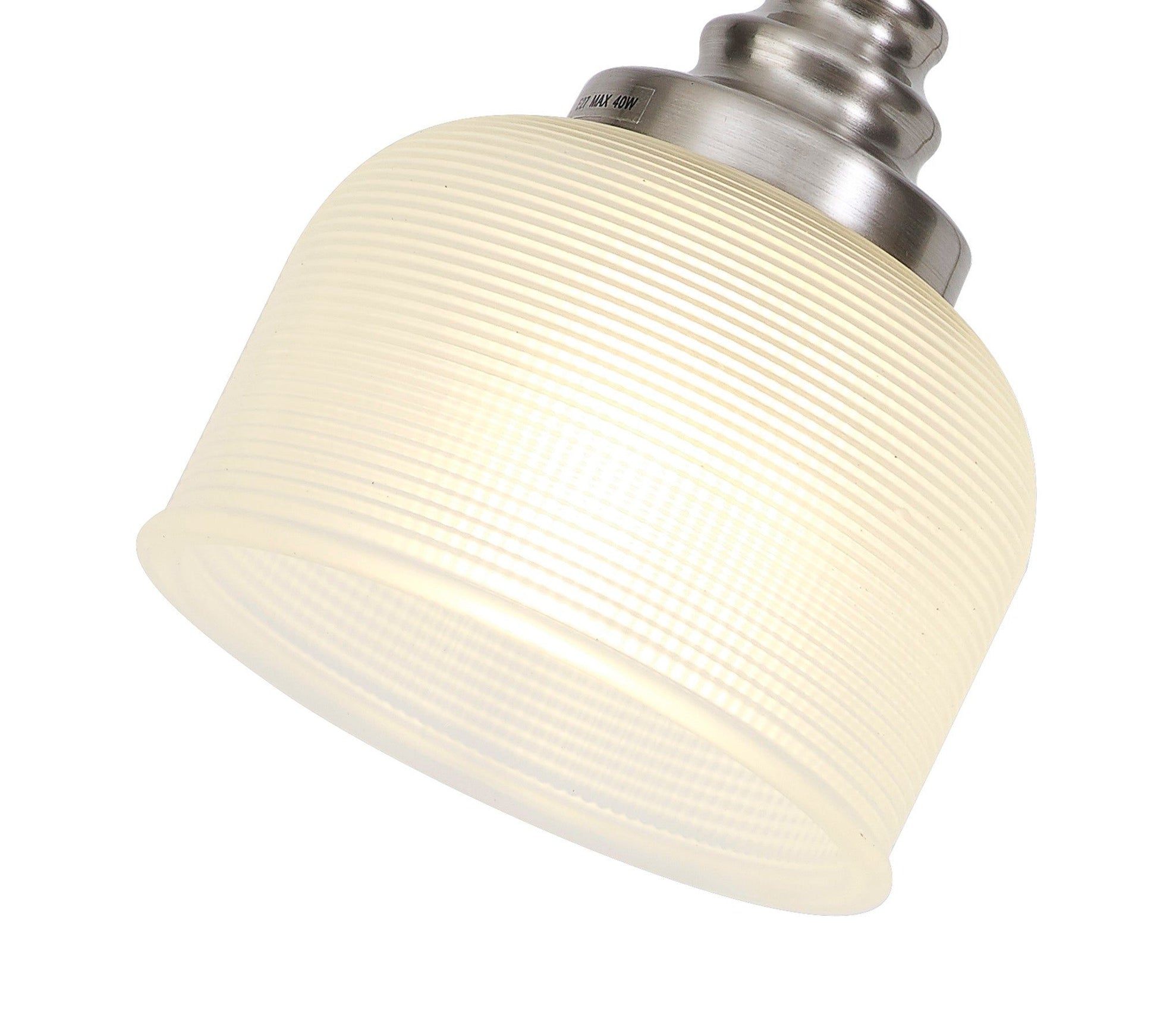 Isola Table Lamp 1 Light E27 Satin Nickel / Prismatic Glass
