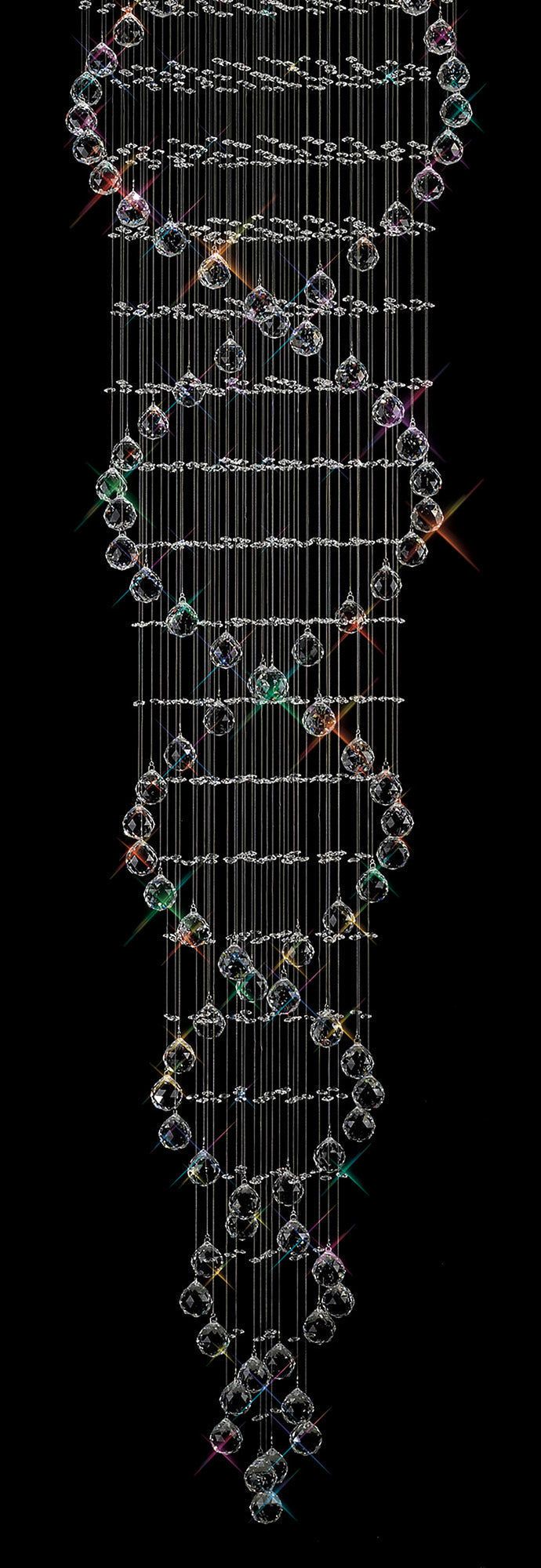 Colorado 3m Pendant Tall Corkscrew 9 Light GU10 Polished Chrome/Crystal Item Weight: 19.8kg