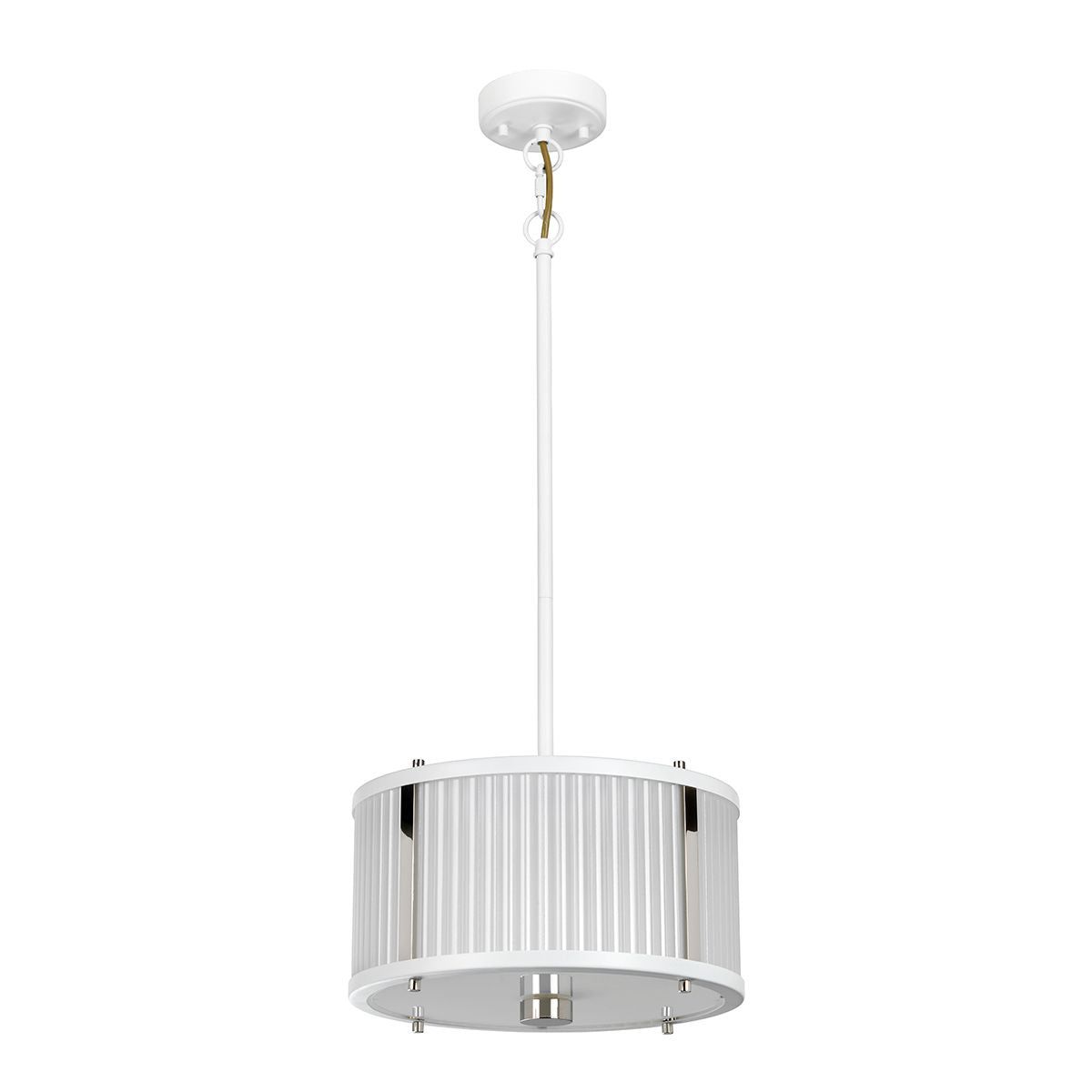 Corona 2L Hanging Shade Ceiling Light – White Polished Nickel Finish