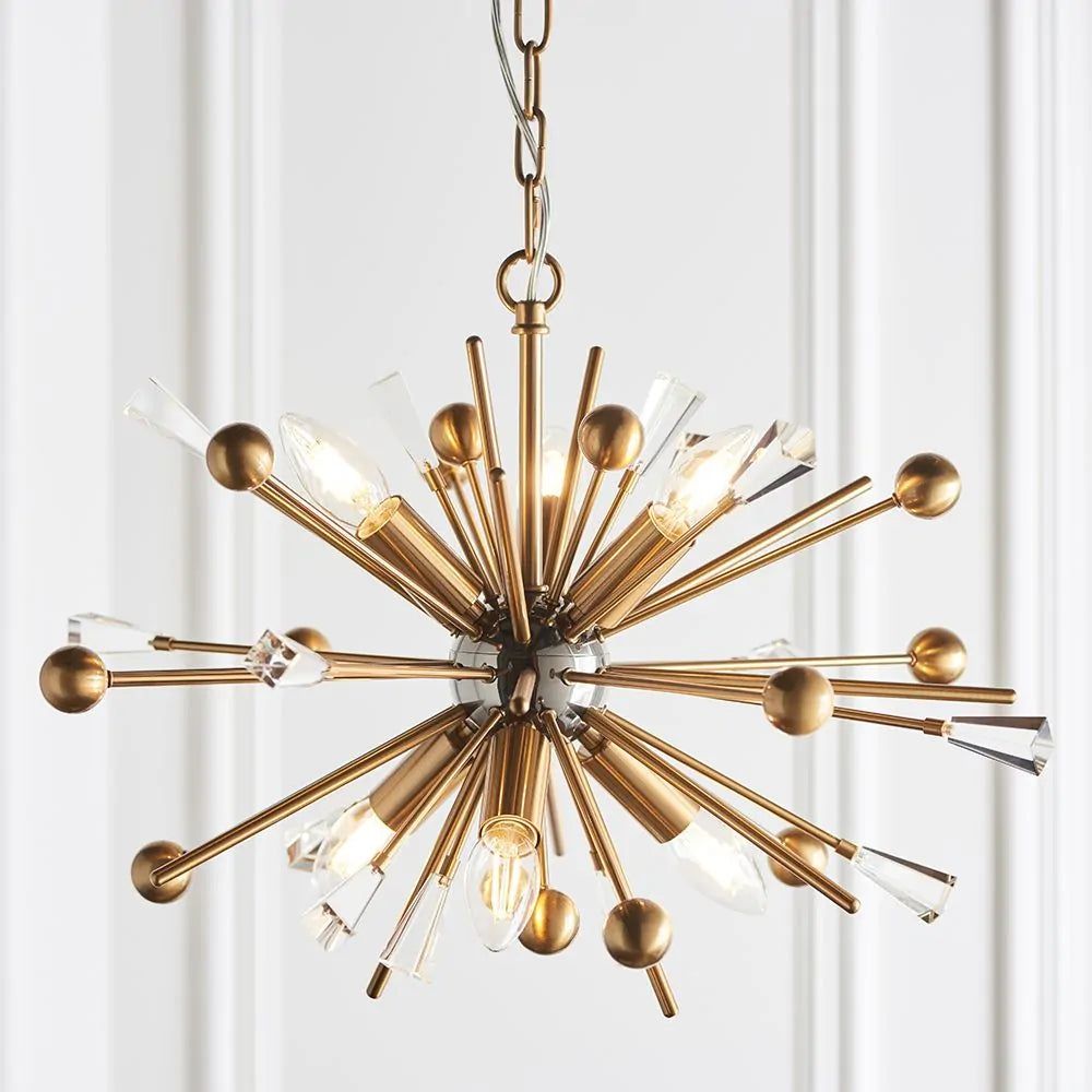 Lisbon 6/8Lt Centre Ceiling Light - Aged Brass & Black Nickel Finish