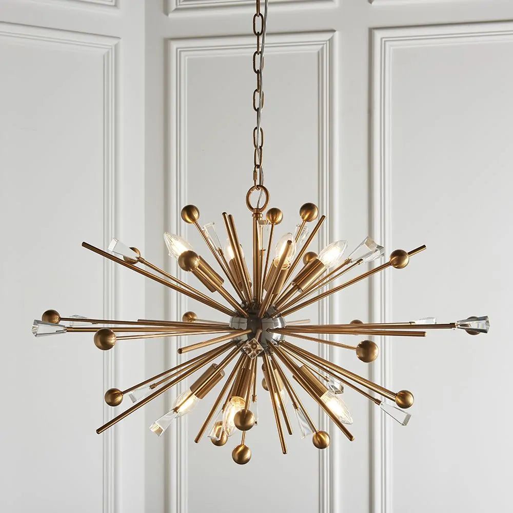 Lisbon 6/8Lt Centre Ceiling Light - Aged Brass & Black Nickel Finish