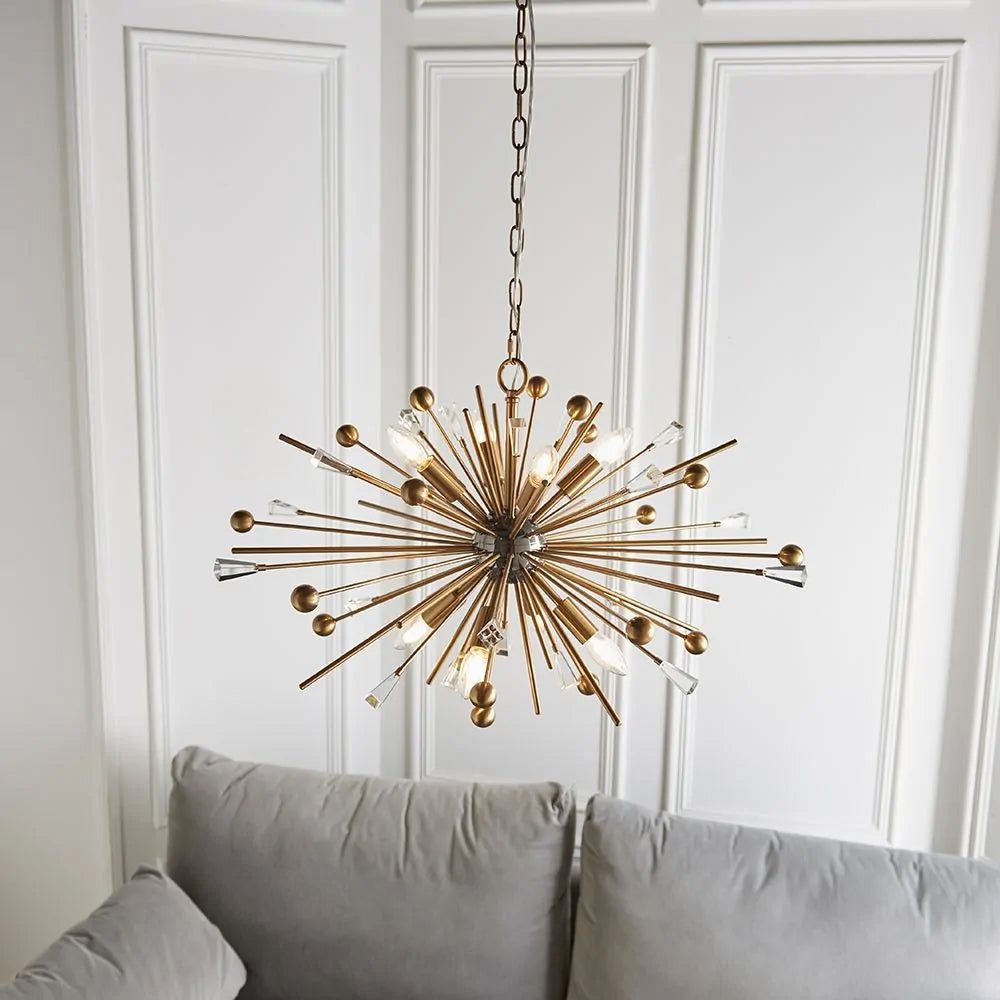 Lisbon 6/8Lt Centre Ceiling Light - Aged Brass & Black Nickel Finish