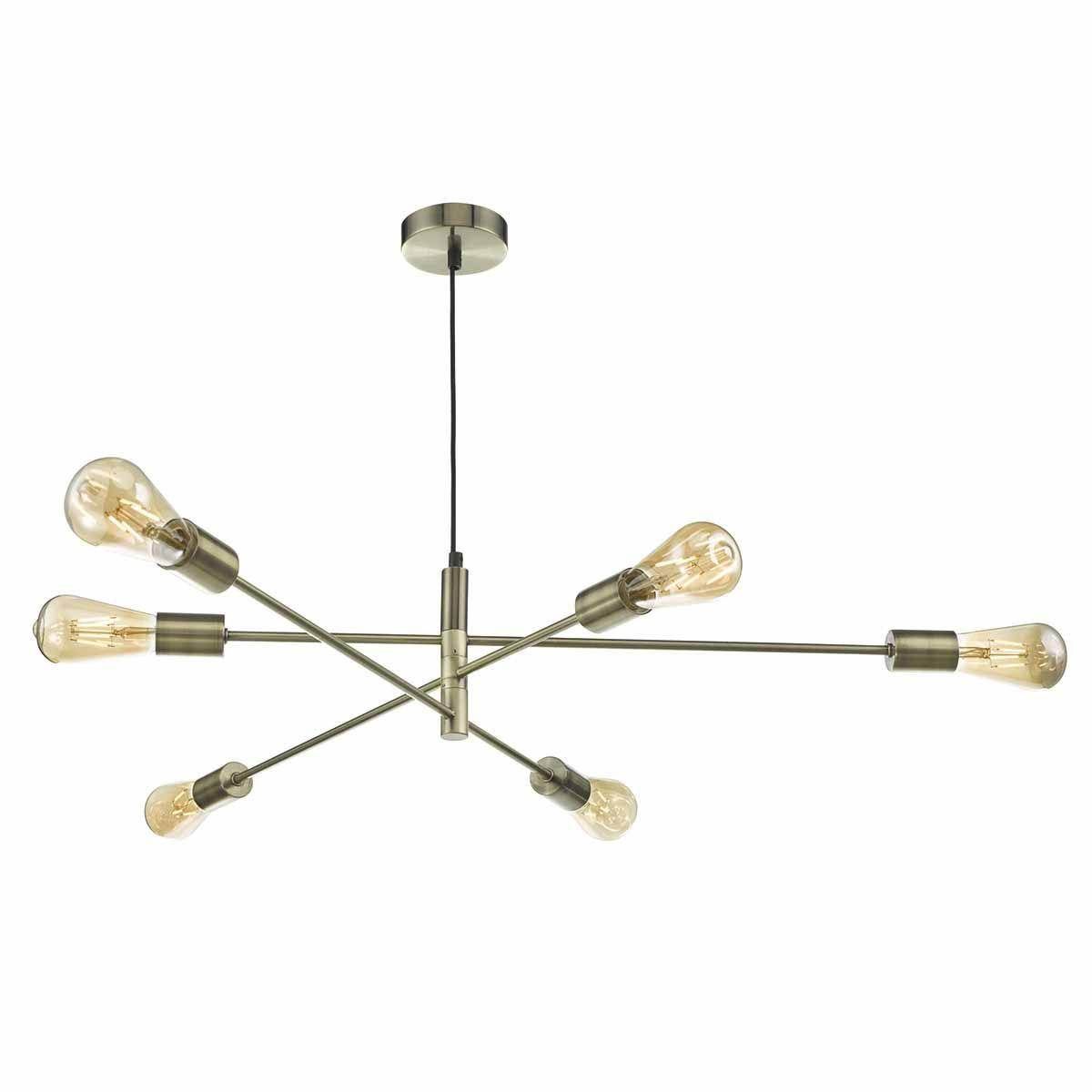Dar Alana 6 Light Fitting Antique Brass - Cusack Lighting