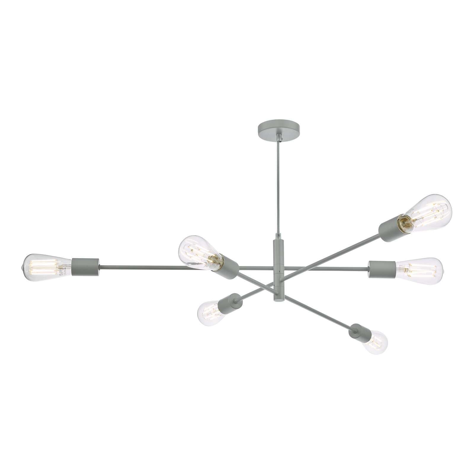 Alana 6 Light Armed Centre Ceiling Light - Matt Grey Finish IP20