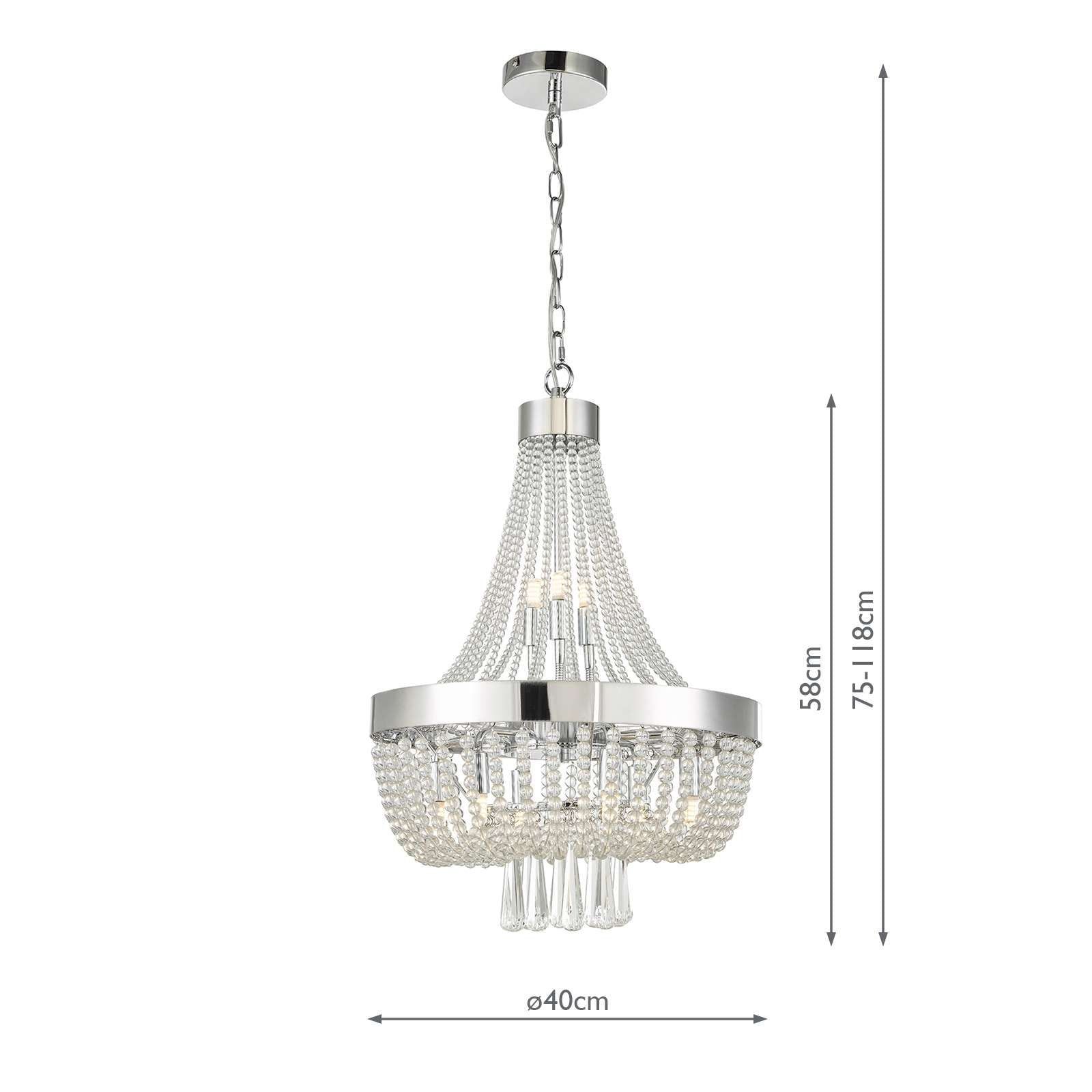 Dar Alyssa 9Lt Crystal Ceiling Light - Polished Chrome Glass IP20