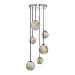 DAR Mikara 6 Light Cluster Fitting Marble Effect Glass & Polished Chrome - Cusack Lighting