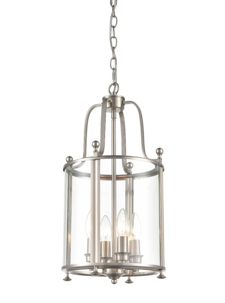 Duke 4/5/8Lt Lantern Ceiling Light - Satin Nickel/Antique Gold Finish
