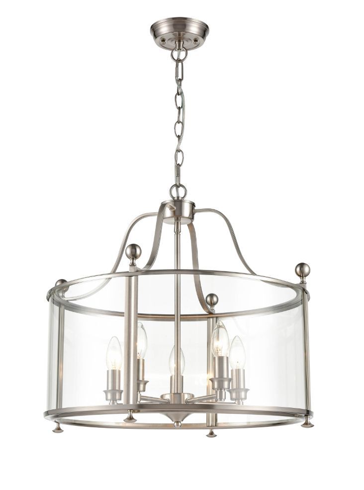 Duke 4/5/8Lt Lantern Ceiling Light - Satin Nickel/Antique Gold Finish