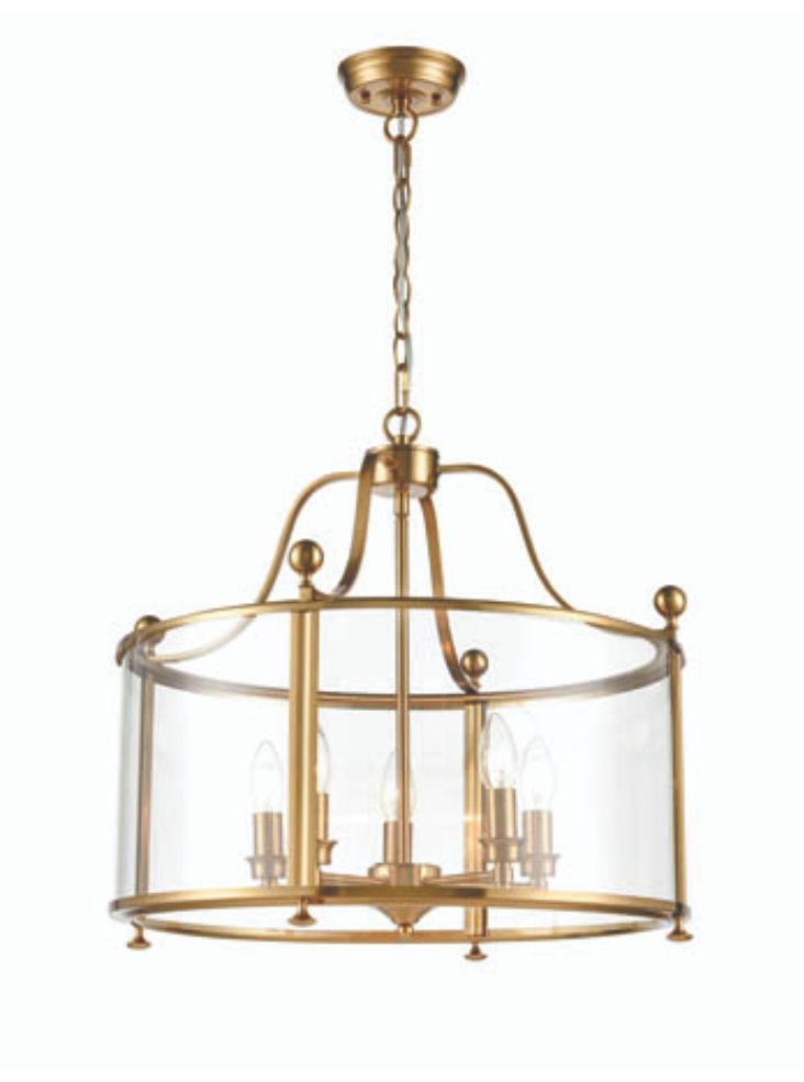 Duke 4/5/8Lt Lantern Ceiling Light - Satin Nickel/Antique Gold Finish