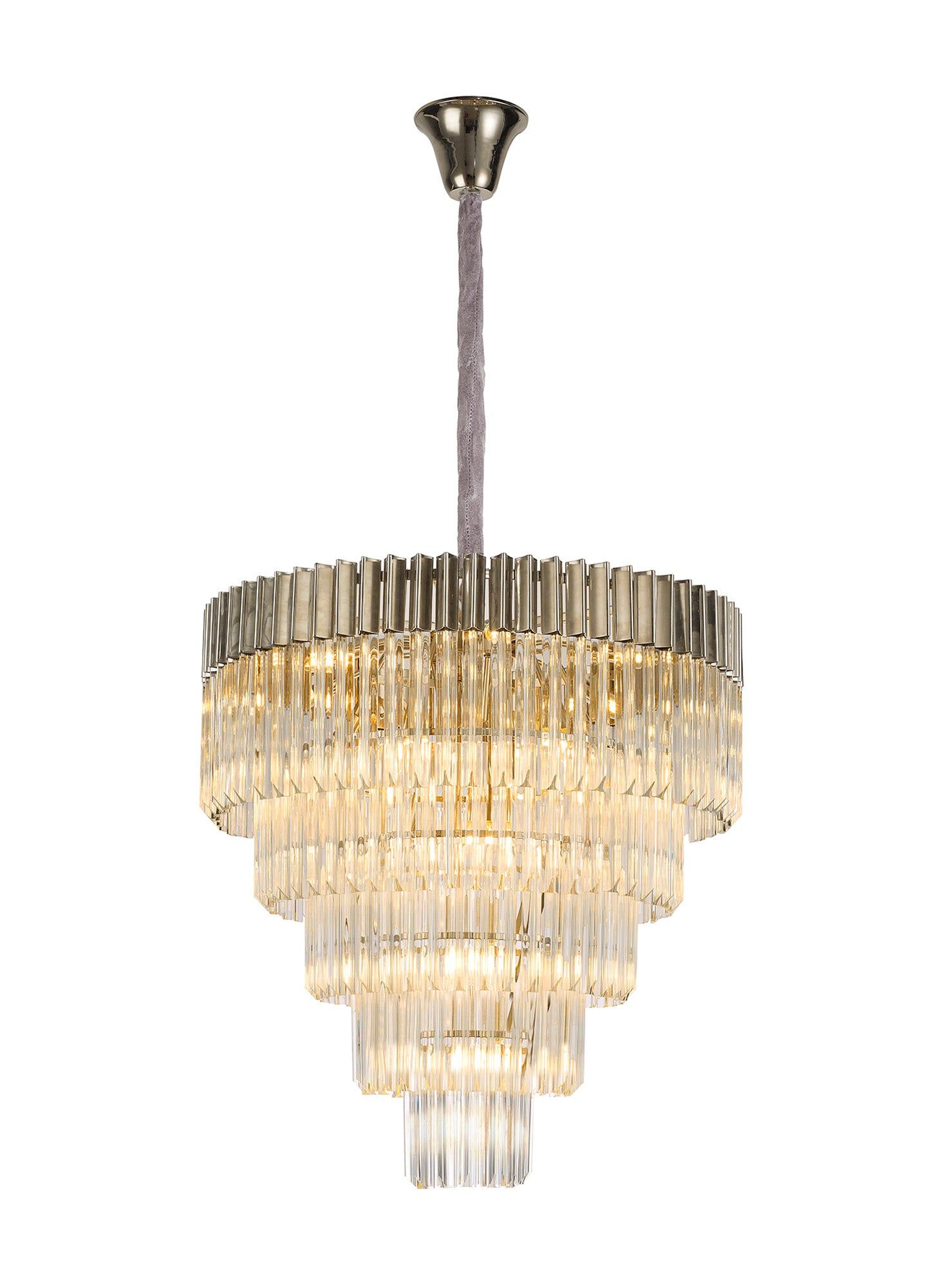 Georgia 5 Tier 19lt Pendant Chandelier, Matt Black/Brass/Polished Nickel - Cusack Lighting
