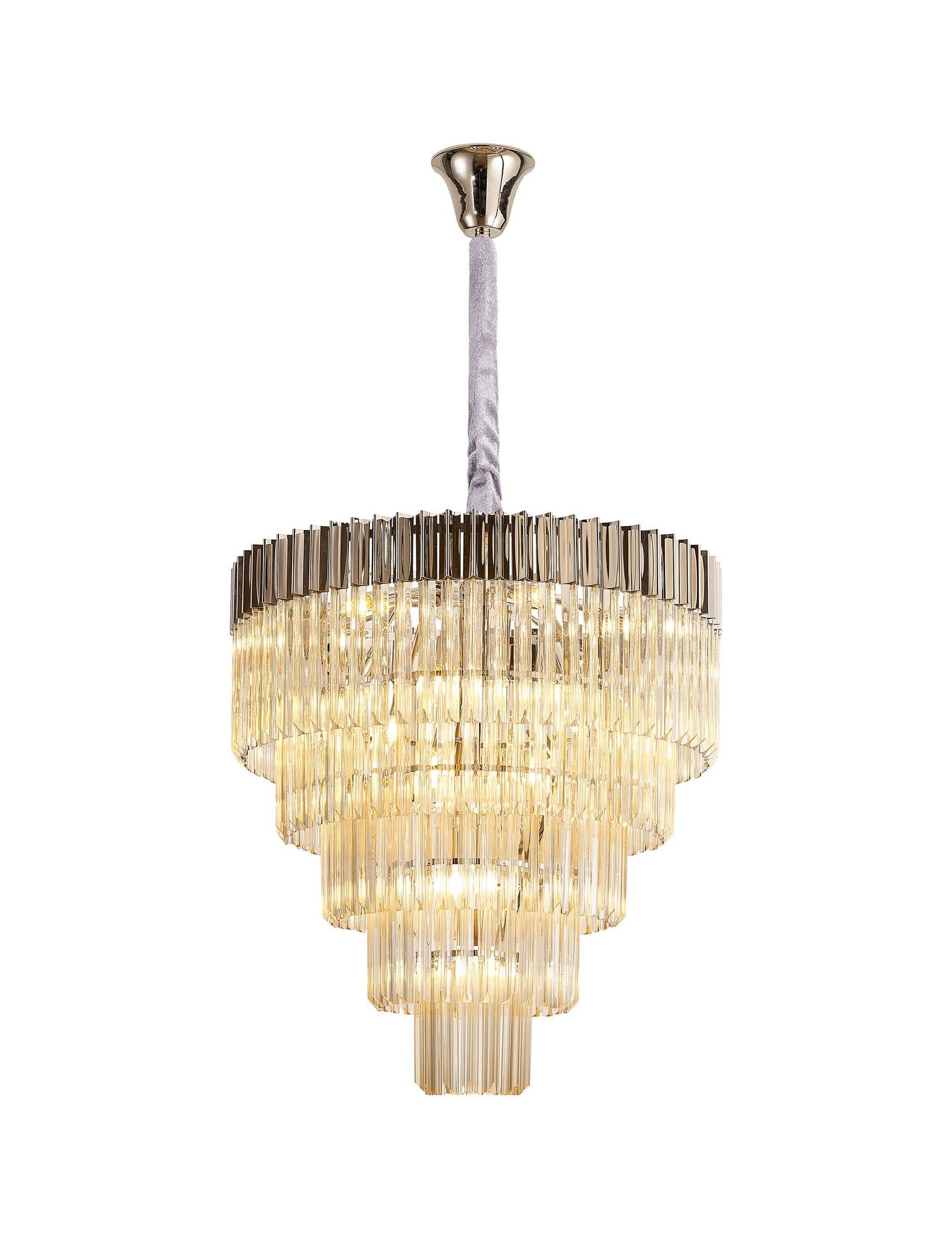 Georgia 5 Tier 19lt Pendant Chandelier, Matt Black/Brass/Polished Nickel - Cusack Lighting