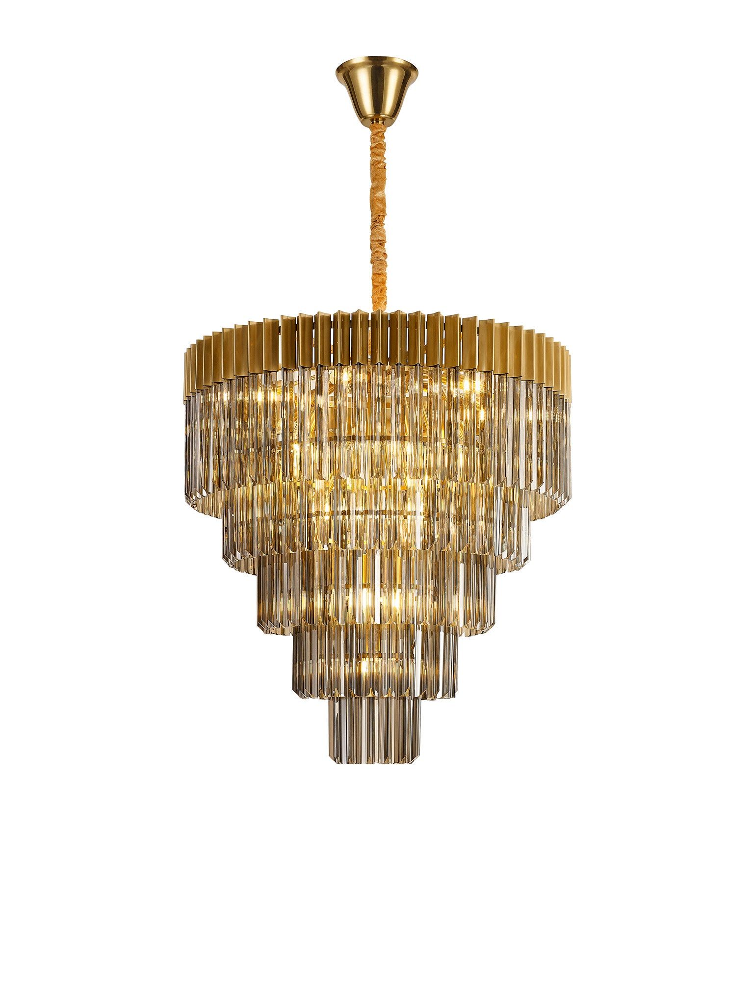 Georgia 5 Tier 19lt Pendant Chandelier, Matt Black/Brass/Polished Nickel - Cusack Lighting