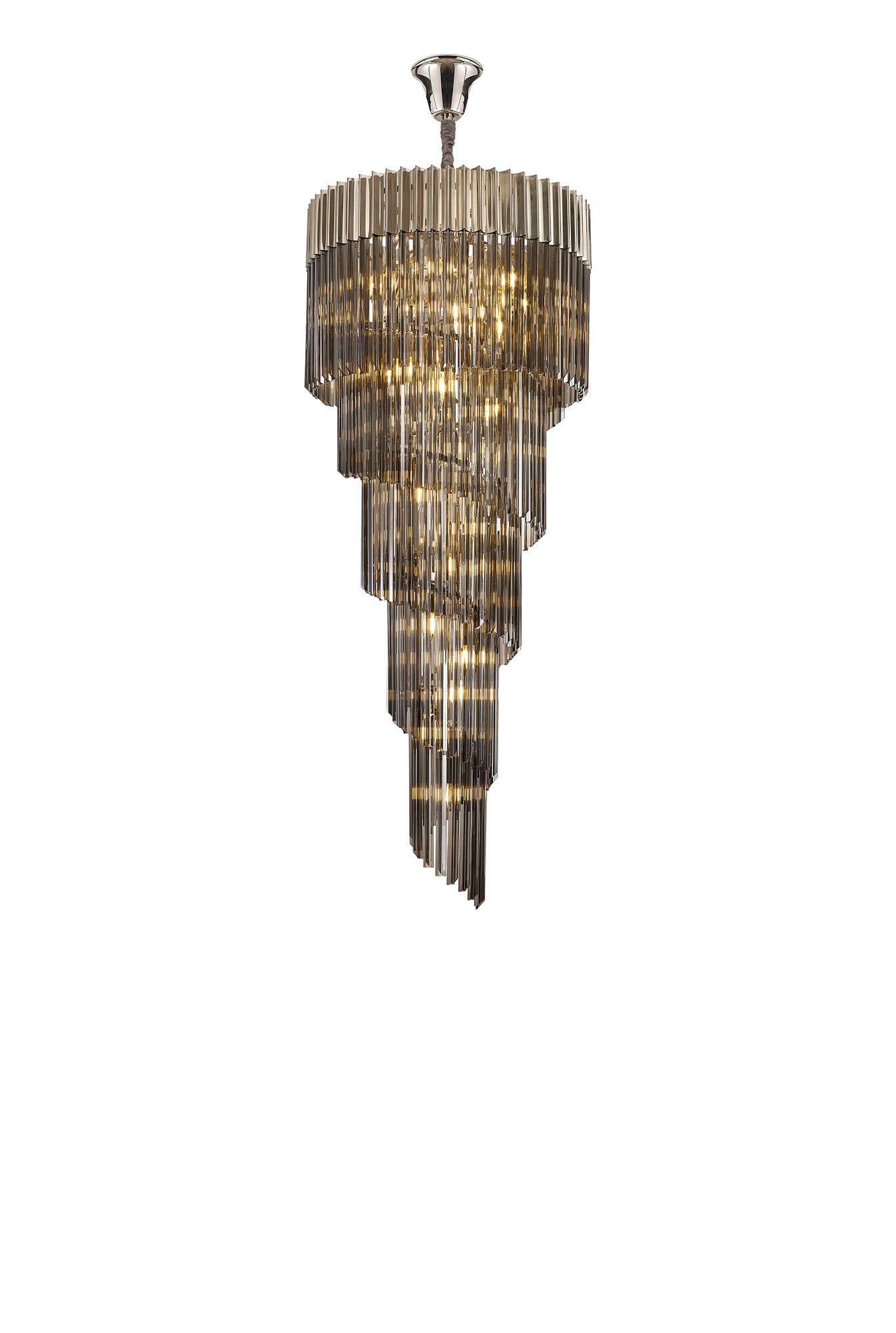 Georgia 5 Tier 23lt Pendant Chandelier, Matt Black/Brass/Polished Nickel - Cusack Lighting