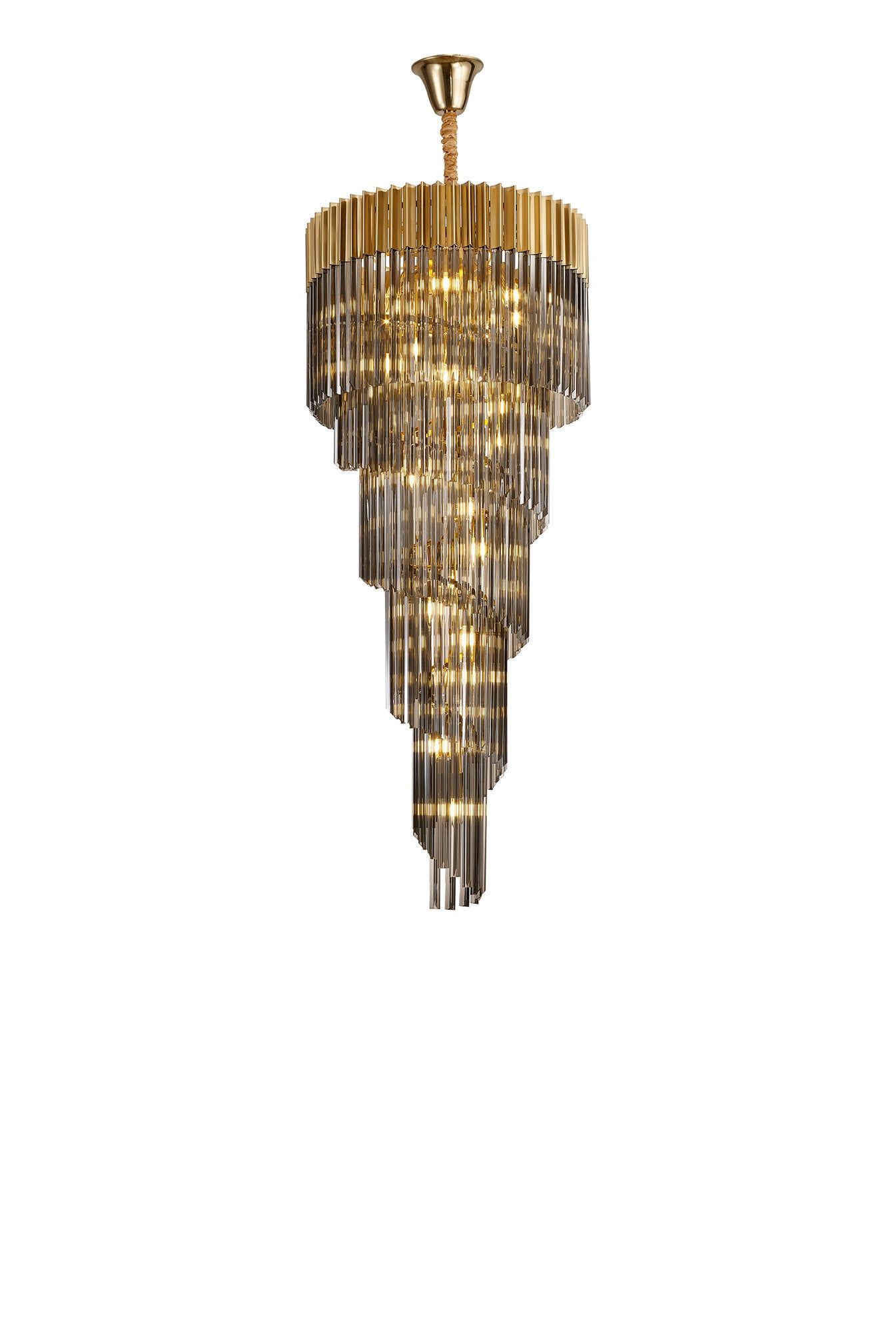Georgia 5 Tier 23lt Pendant Chandelier, Matt Black/Brass/Polished Nickel - Cusack Lighting
