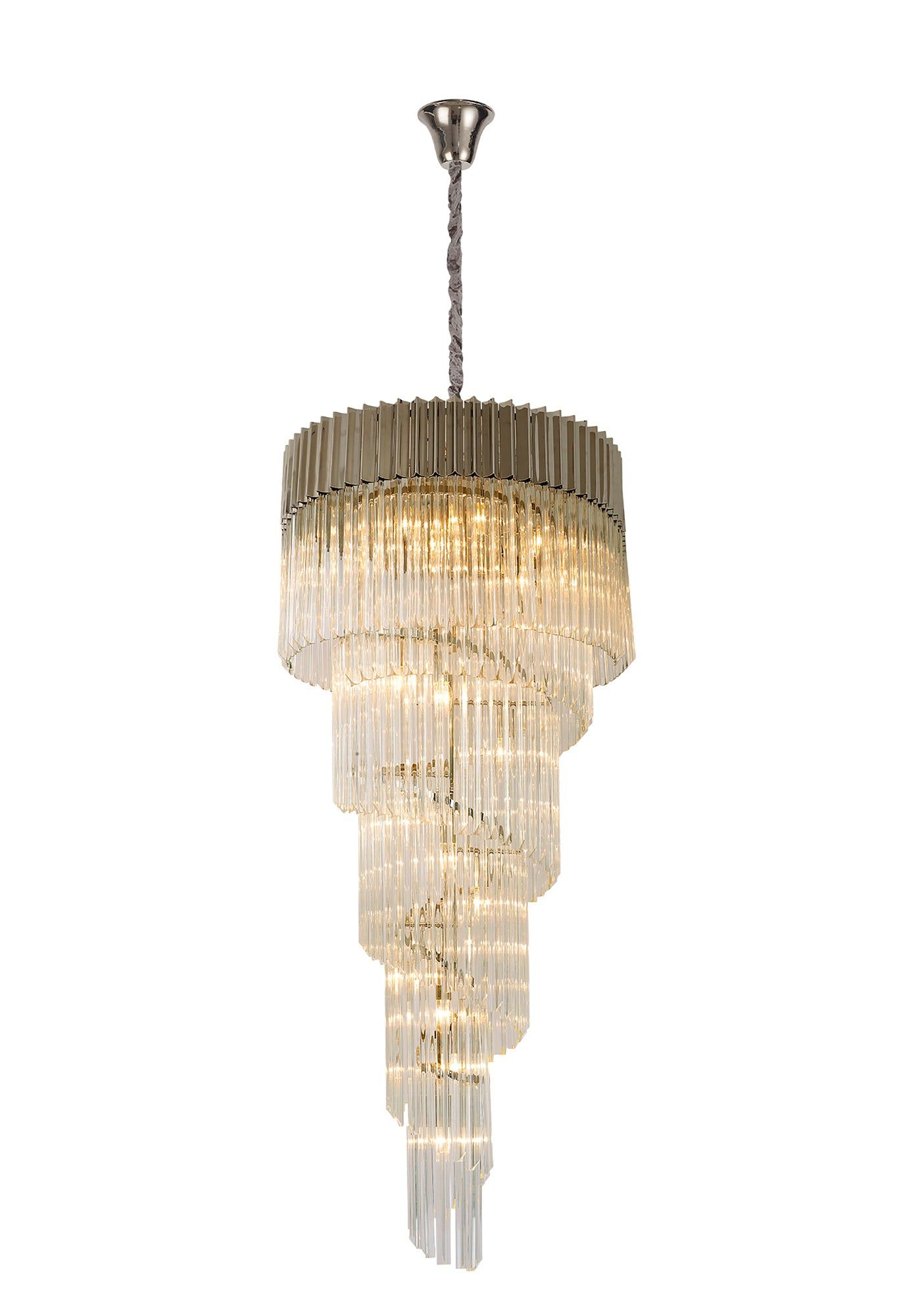Georgia 5 Tier 23lt Pendant Chandelier, Matt Black/Brass/Polished Nickel - Cusack Lighting