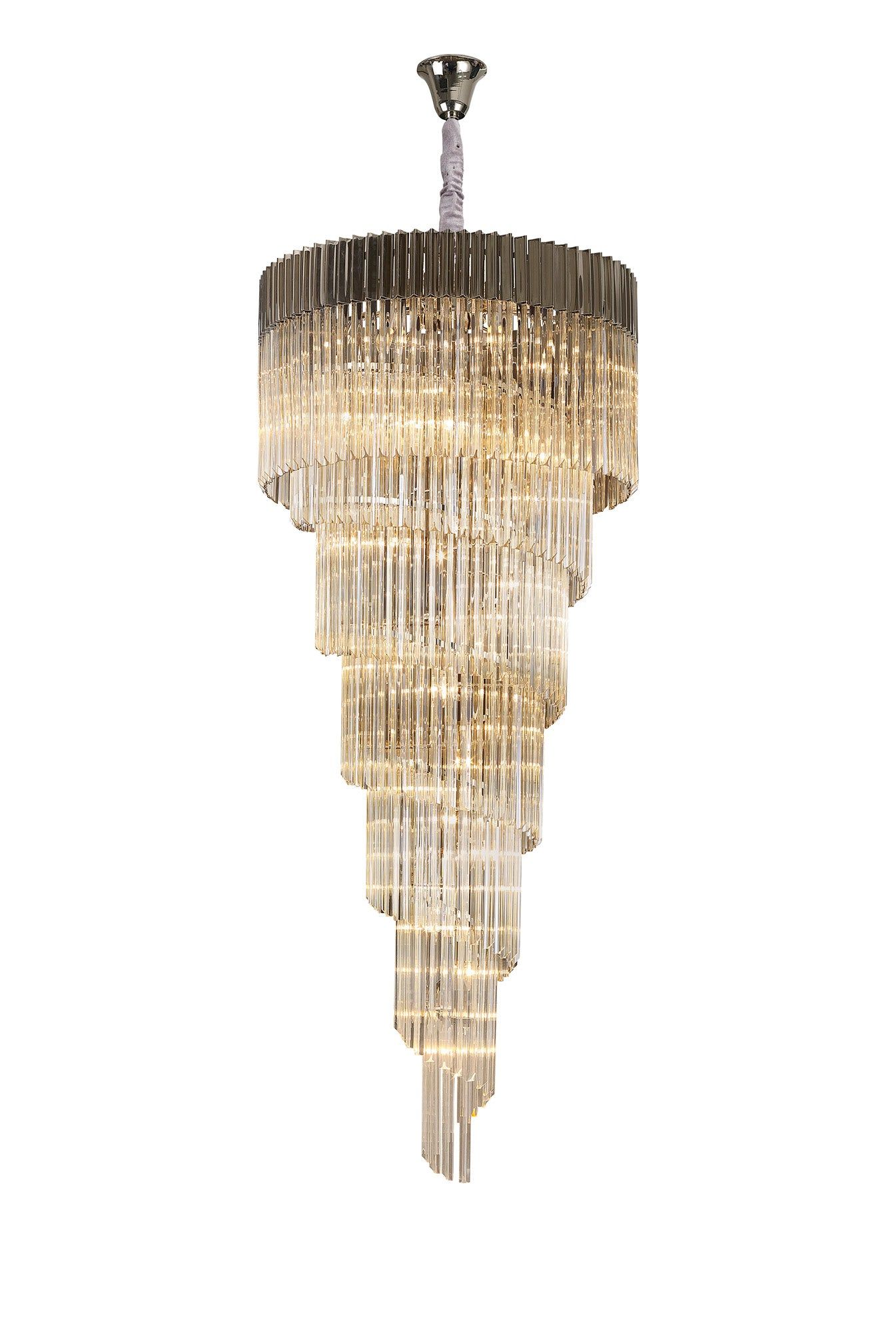 Georgia 7 Tier 31lt Pendant Chandelier, Matt Black/Brass/Polished Nickel - Cusack Lighting