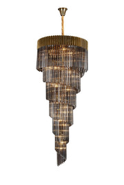 Georgia 7 Tier 31lt Pendant Chandelier, Matt Black/Brass/Polished Nickel - Cusack Lighting