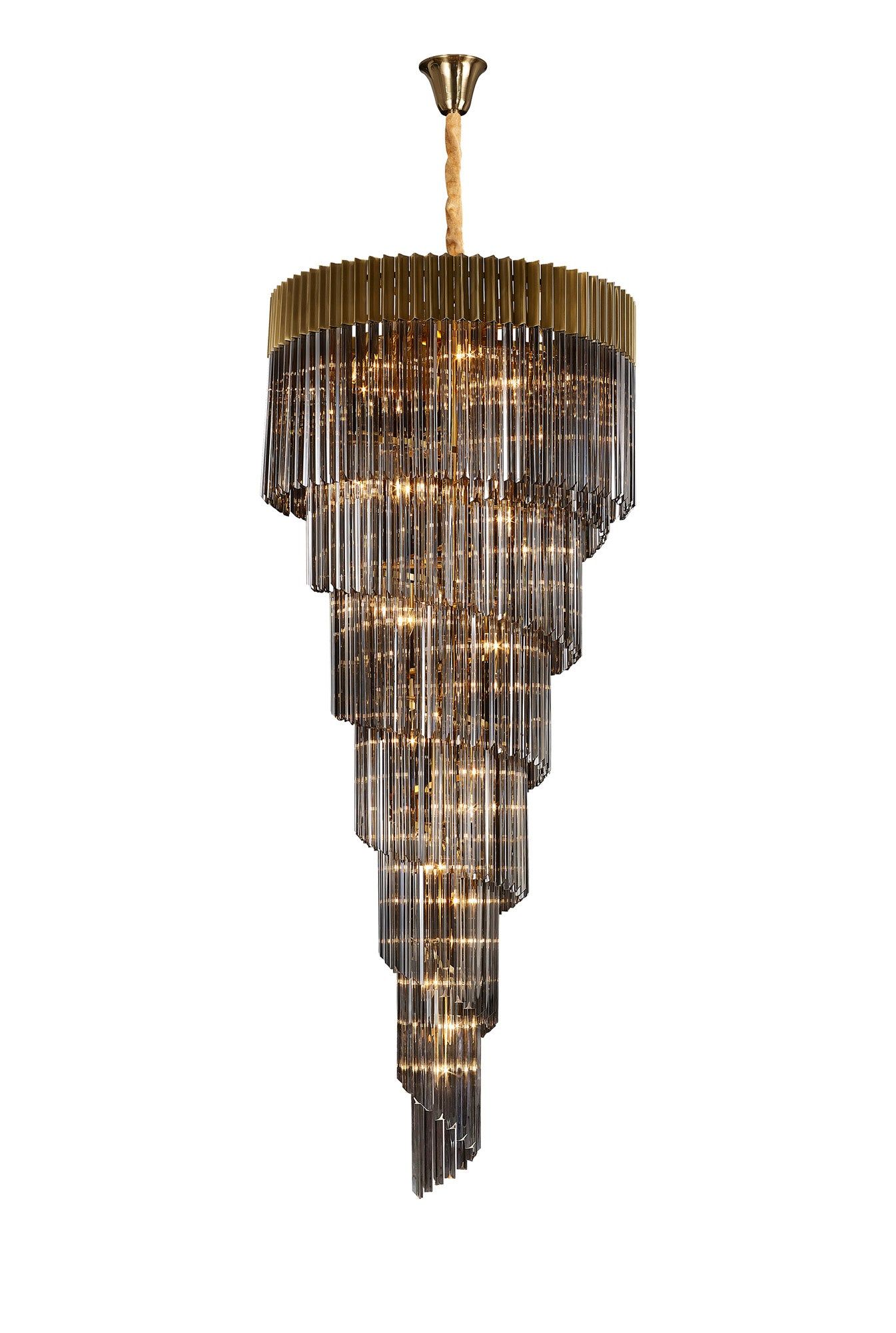 Georgia 7 Tier 31lt Pendant Chandelier, Matt Black/Brass/Polished Nickel - Cusack Lighting