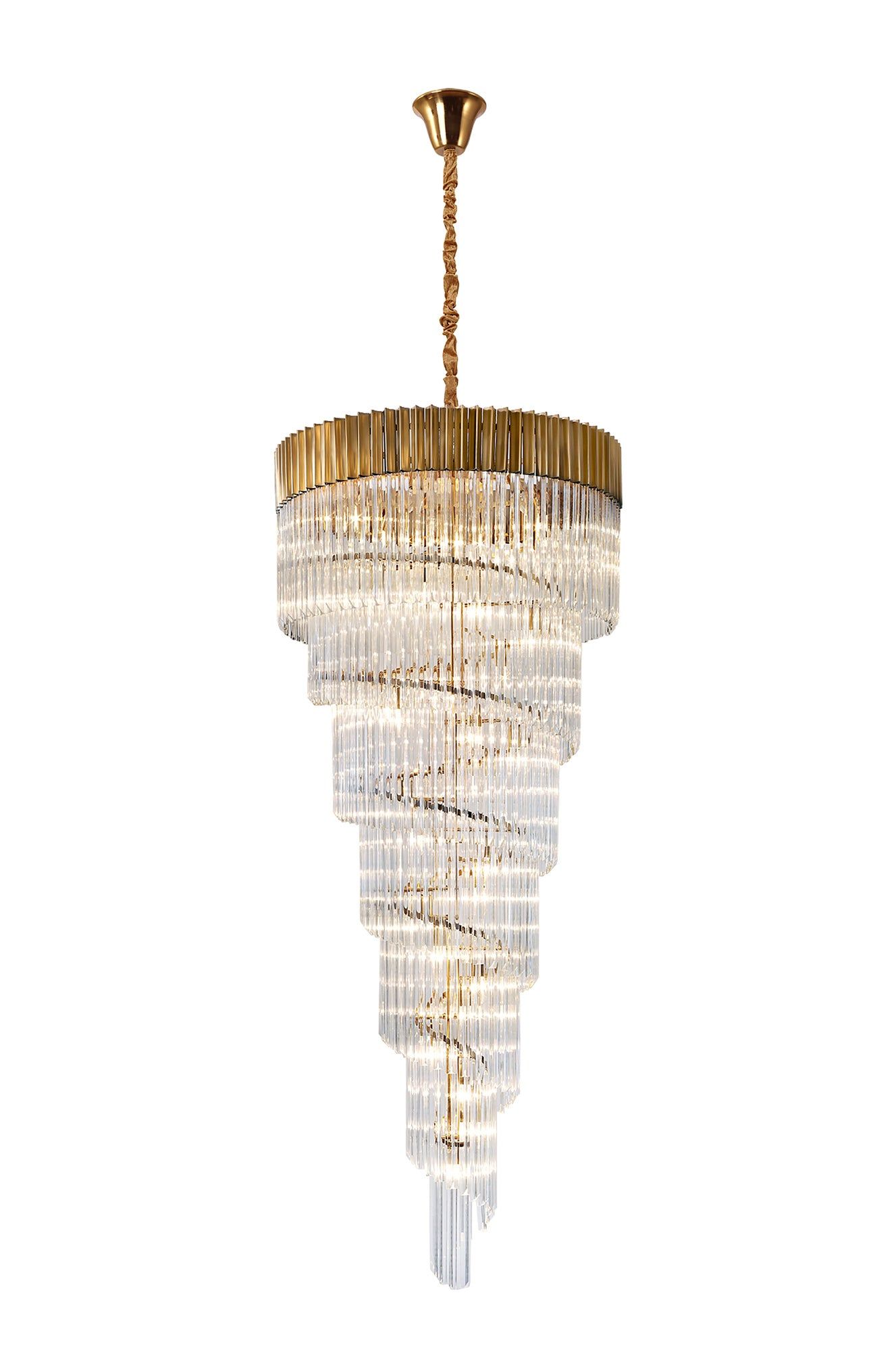 Georgia 7 Tier 31lt Pendant Chandelier, Matt Black/Brass/Polished Nickel - Cusack Lighting