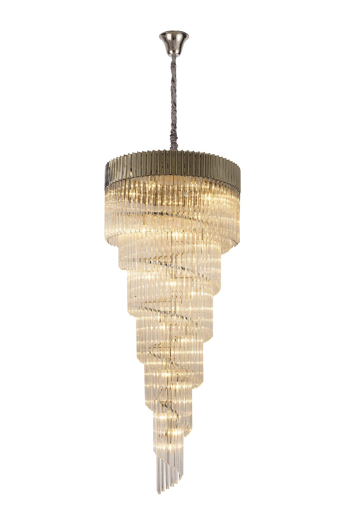 Georgia 7 Tier 31lt Pendant Chandelier, Matt Black/Brass/Polished Nickel - Cusack Lighting
