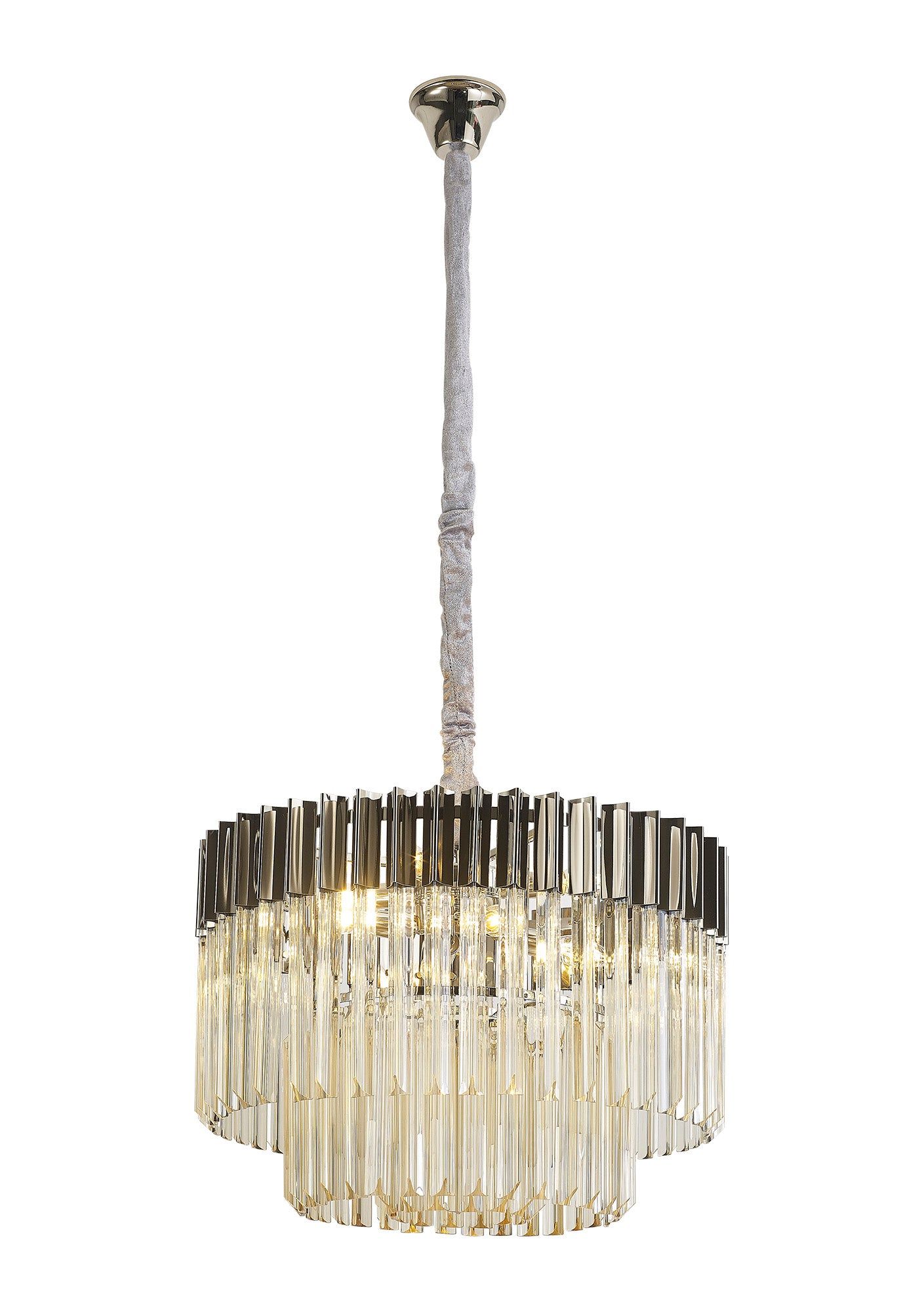 Georgia 8lt Round Pendant - Matt Black/Brass/Polished Nickel - Cusack Lighting