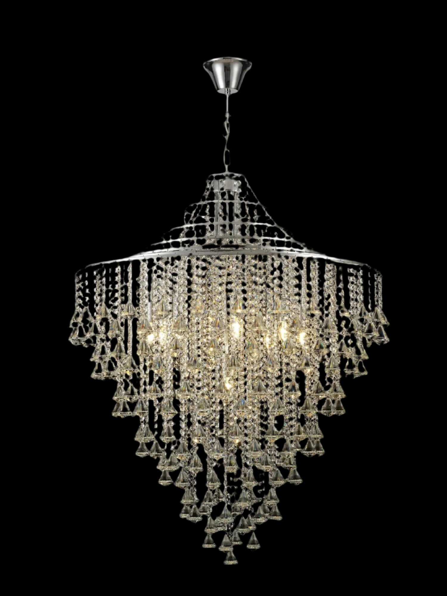 Inina Pendant 9 Light E14 Polished Chrome / French Chrome & Crystal - Cusack Lighting