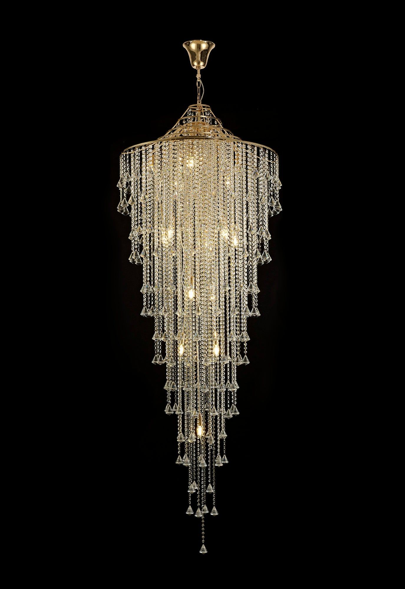 Inina Tall Pendant 15 Light E14  - French Gold/Polished Chrome - Cusack Lighting