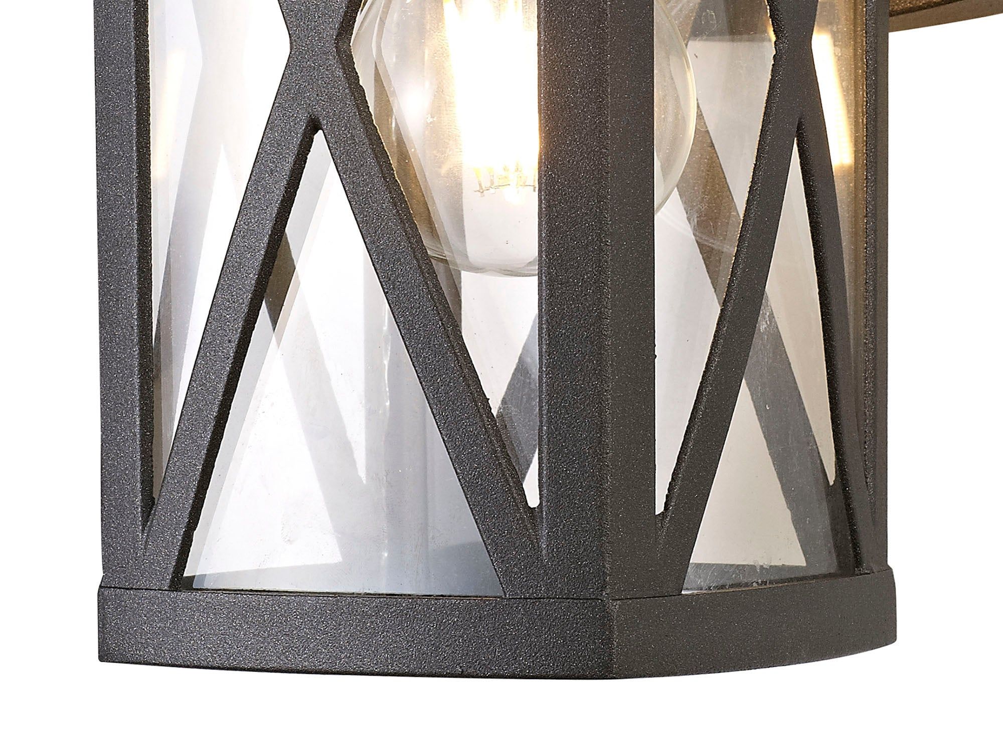 Loco Down Criss Cross Wall Lamp, 1 x E27, IP54, Anthracite/Clear Glass, 2yrs Warranty