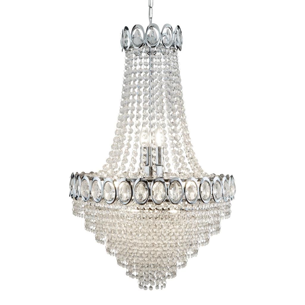 Louis Phillipe 11Lt Crystal Centre Ceiling Light - Chrome & Clear Finish